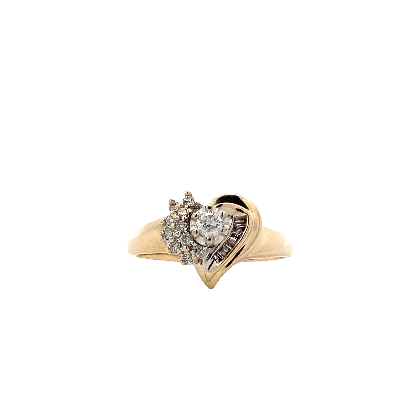 14K Yellow Gold Women's Diamond Heart Ring - 0.19ct