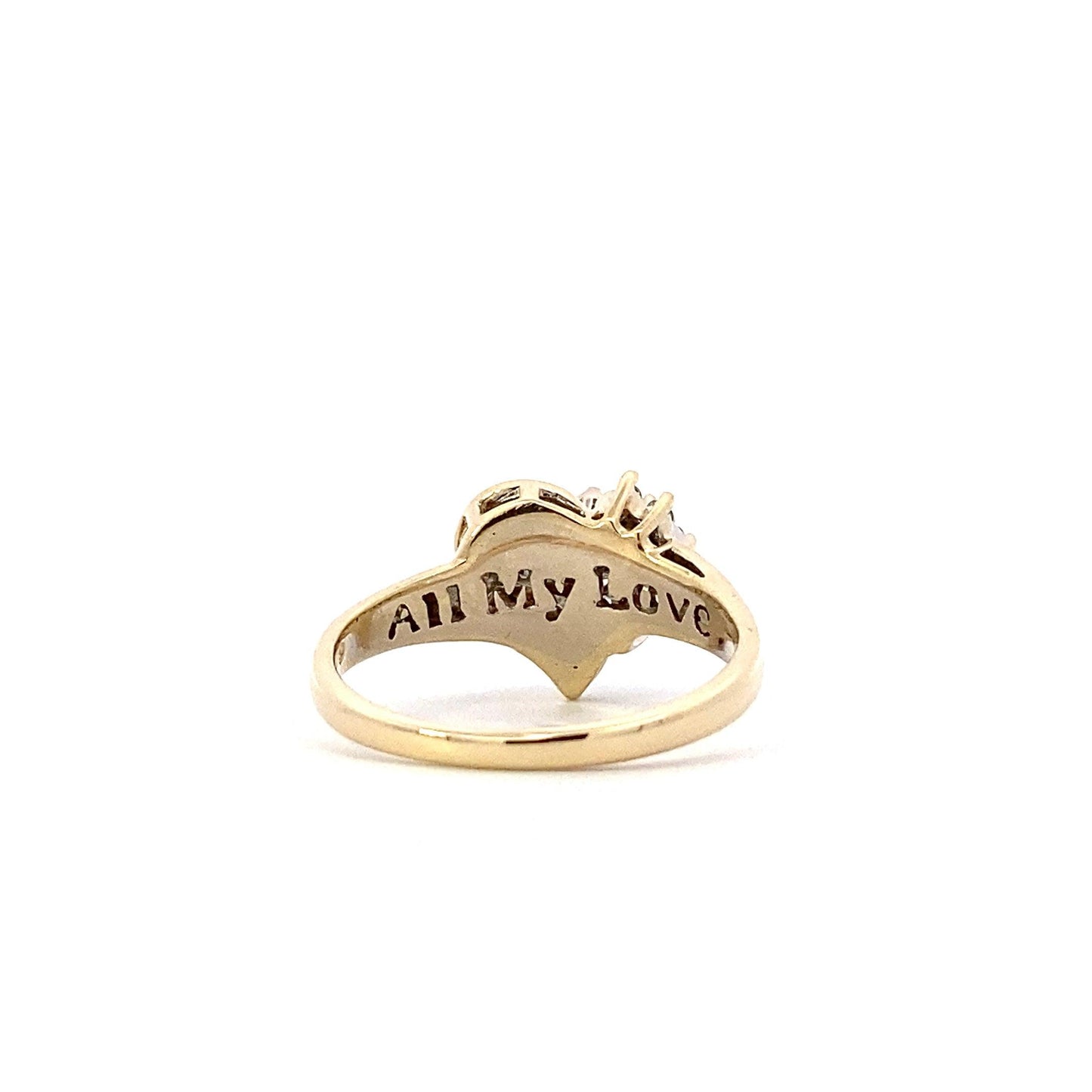 14K Yellow Gold Women's Diamond Heart Ring - 0.19ct