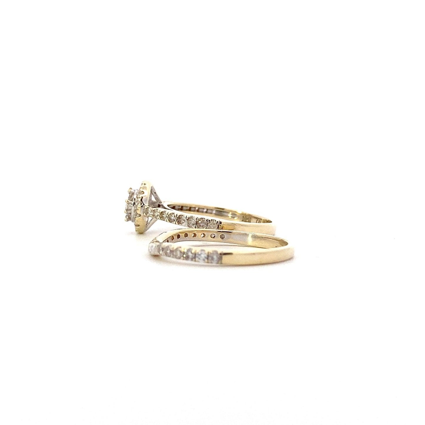 10K Yellow Gold Diamond Engagement & Wedding Ring Set - 0.98ct