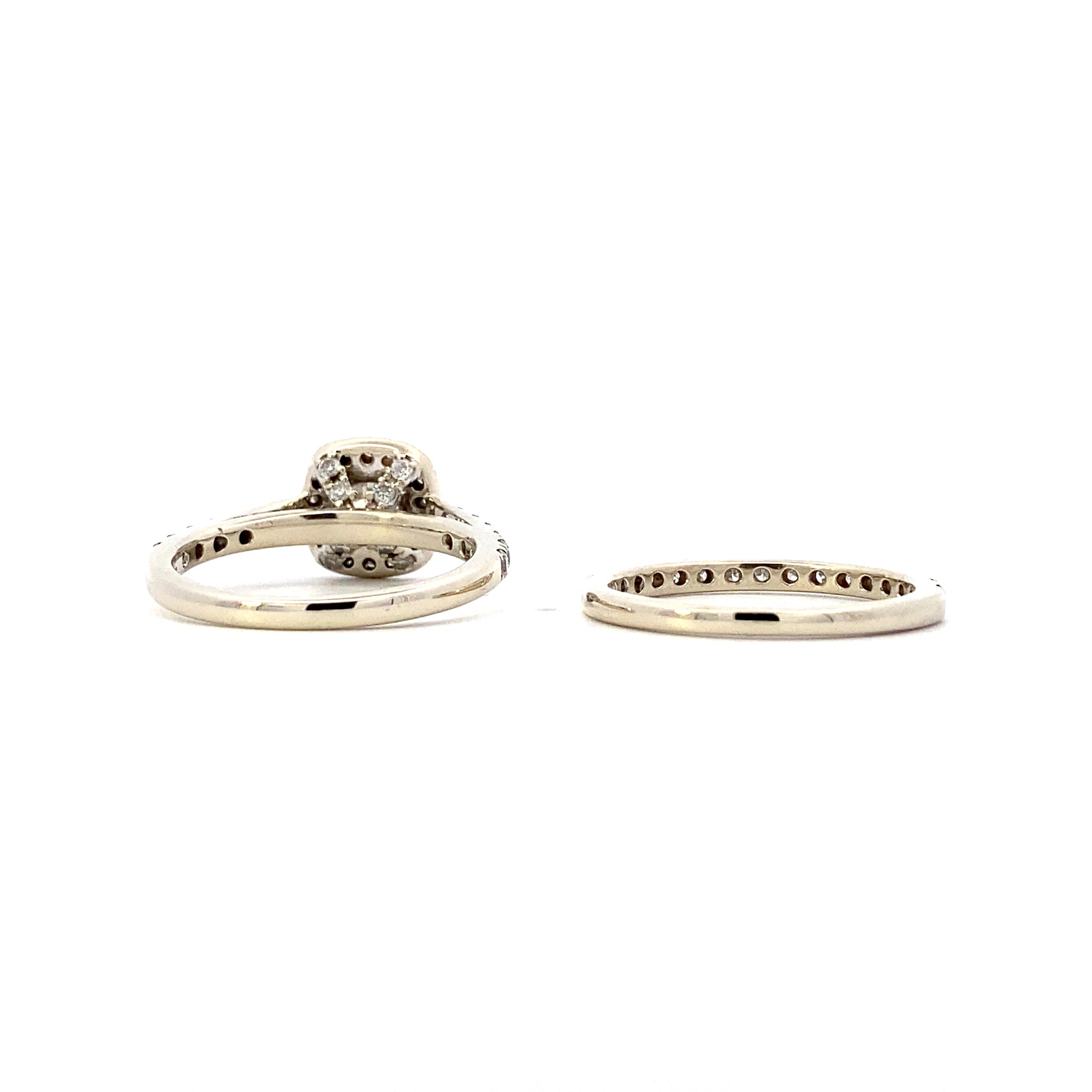 14K White Gold Diamond Engagement & Wedding Ring Set - 2.0ct