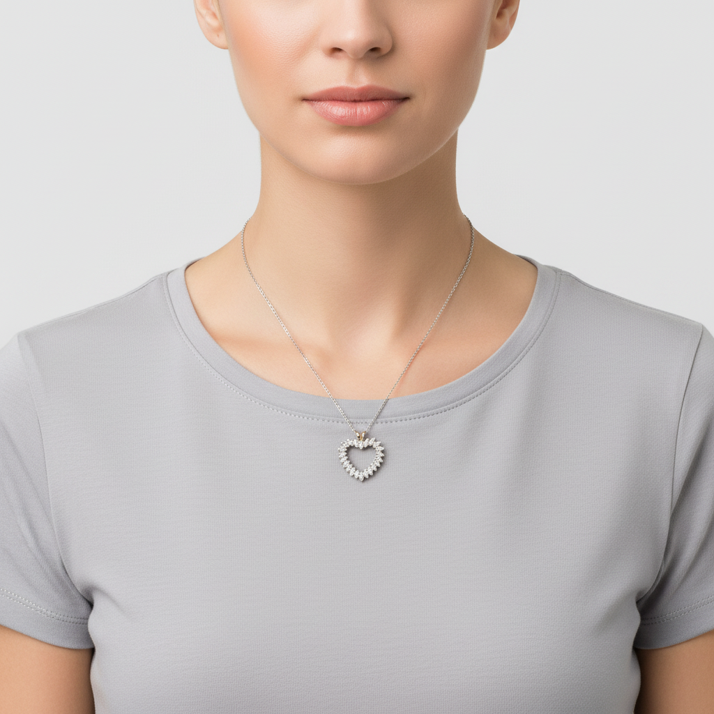 10K Yellow Gold Diamond Heart Pendant - 0.55ct