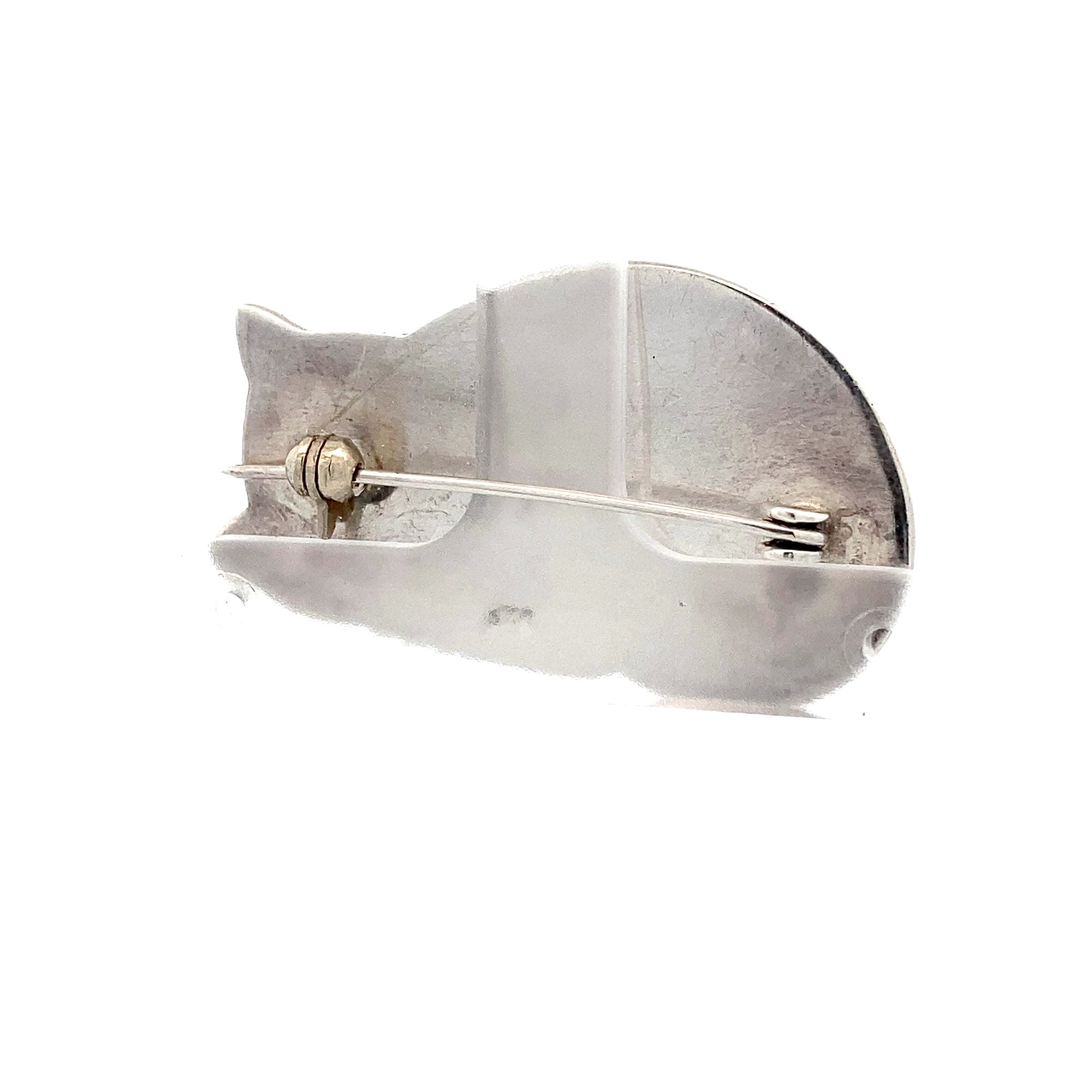 Vintage Sterling Silver Cat Pendant / Brooch