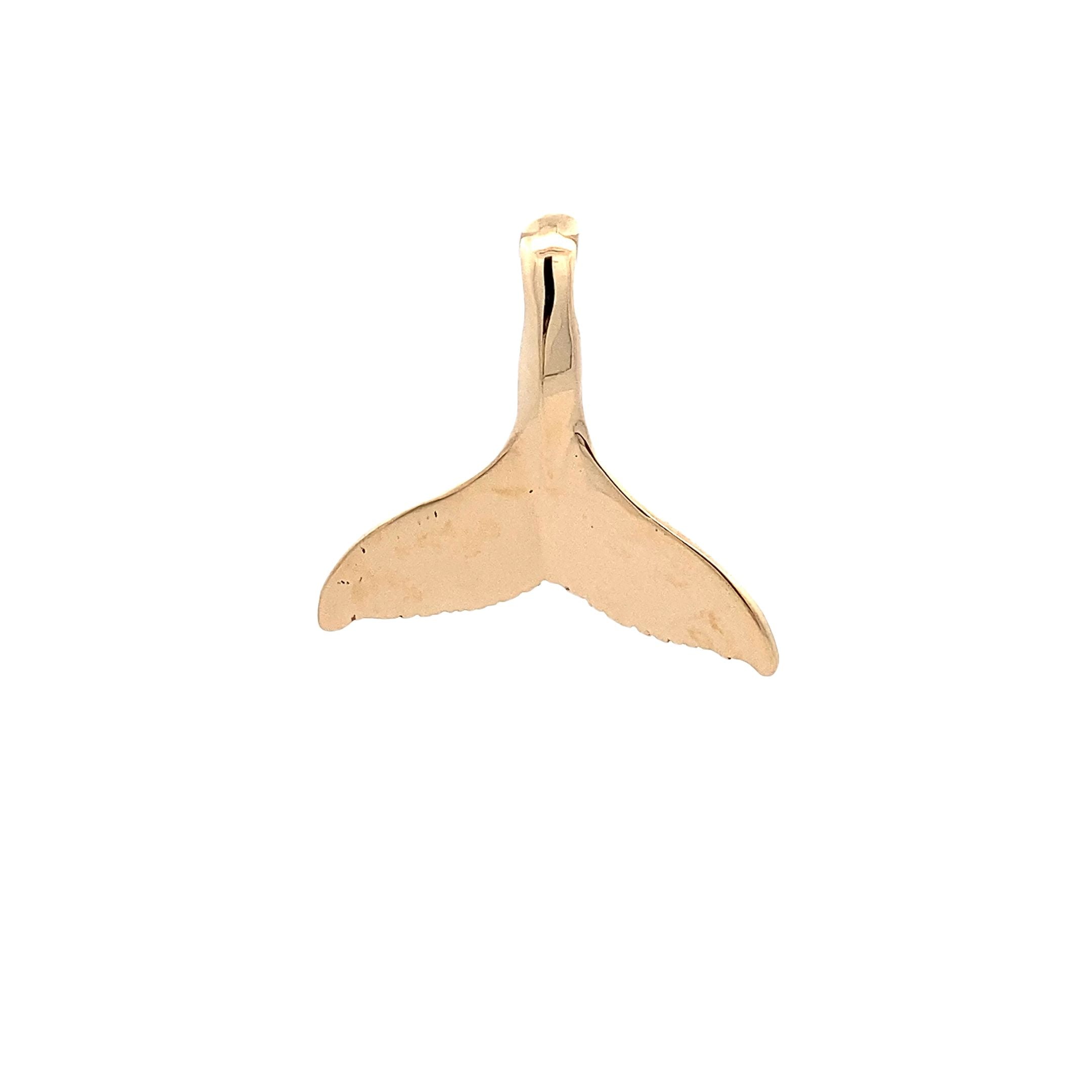14K Yellow Gold Whale Tail Pendant