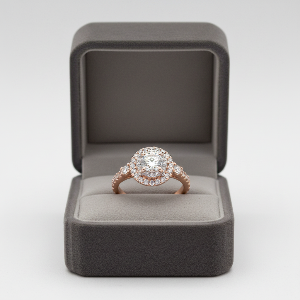 14K Rose Gold Diamond Women's Ring - 0.98ct