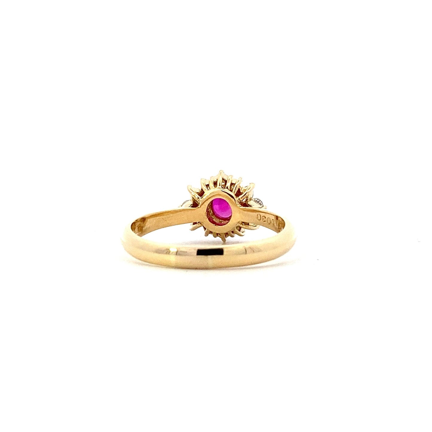 18K Yellow Gold Ruby & Diamond Women's Ring - 0.28ct