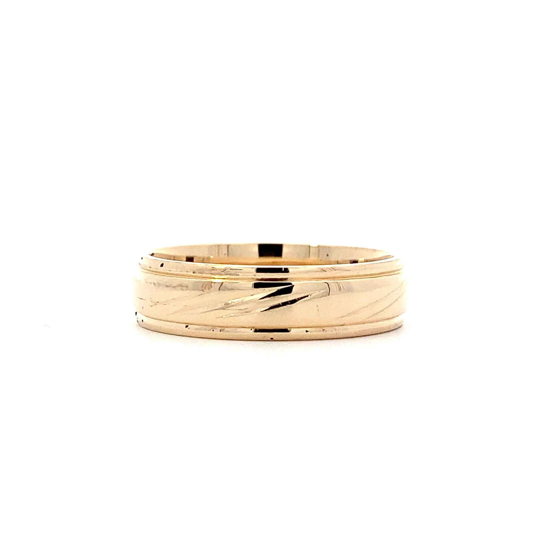 14K Yellow Gold Grooved Camelot Band