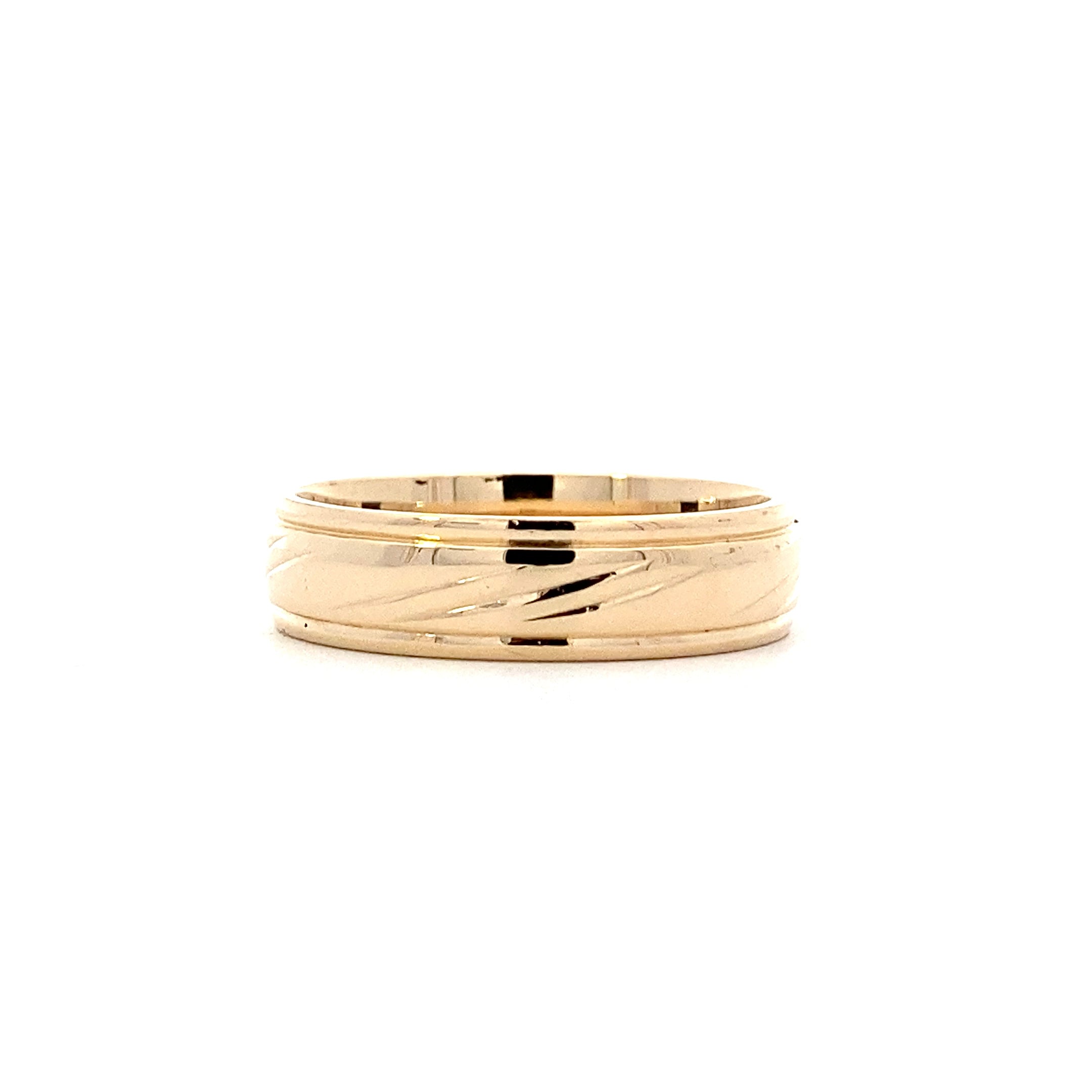 14K Yellow Gold Grooved Camelot Band