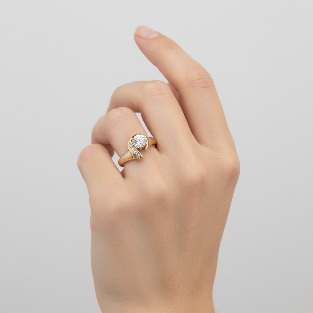 14K Yellow Gold Women's Diamond Ring - 0.88ct