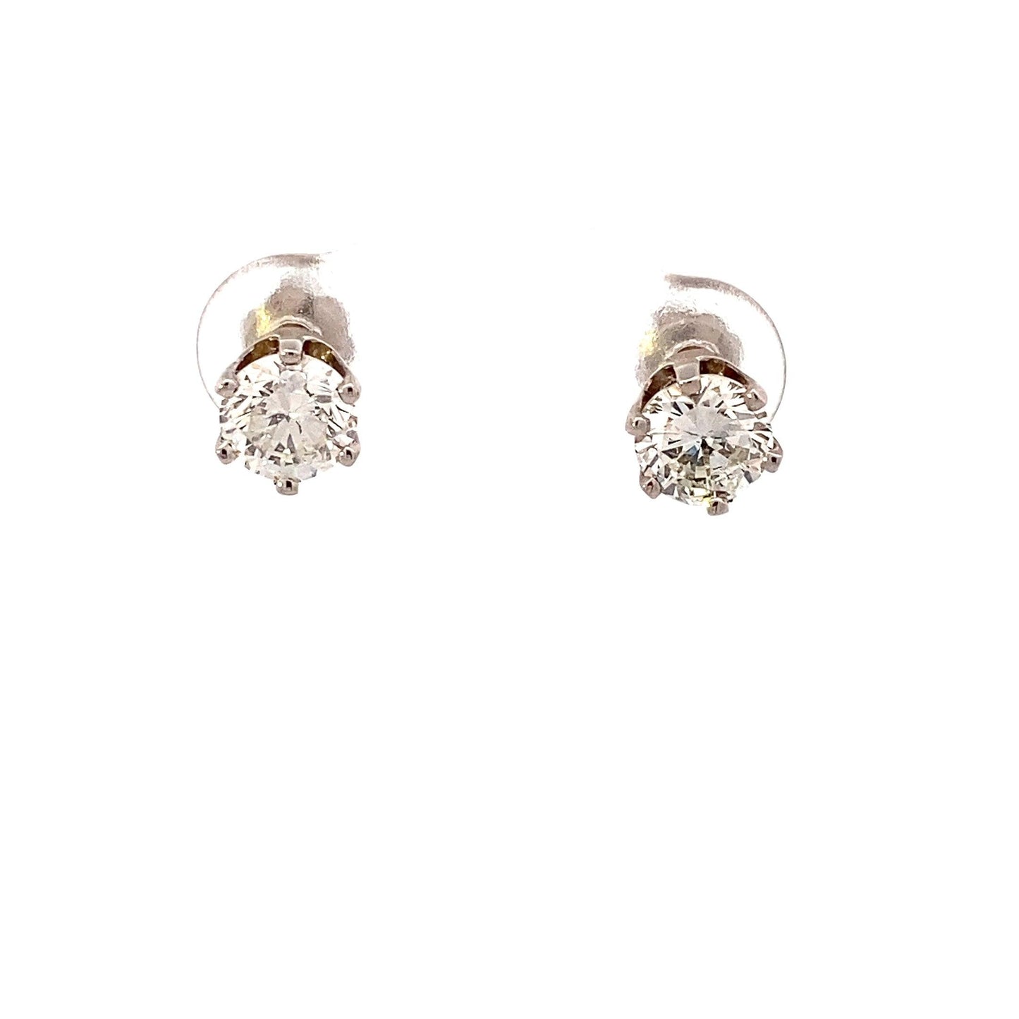 14K White Gold Diamond Solitaire Earrings - 1.30ct