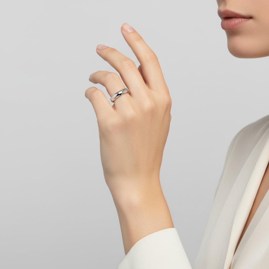 14K White Gold Solid Band