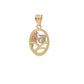 New 14K Tri-Color Gold Oval "15" Anos & Bird Pendant