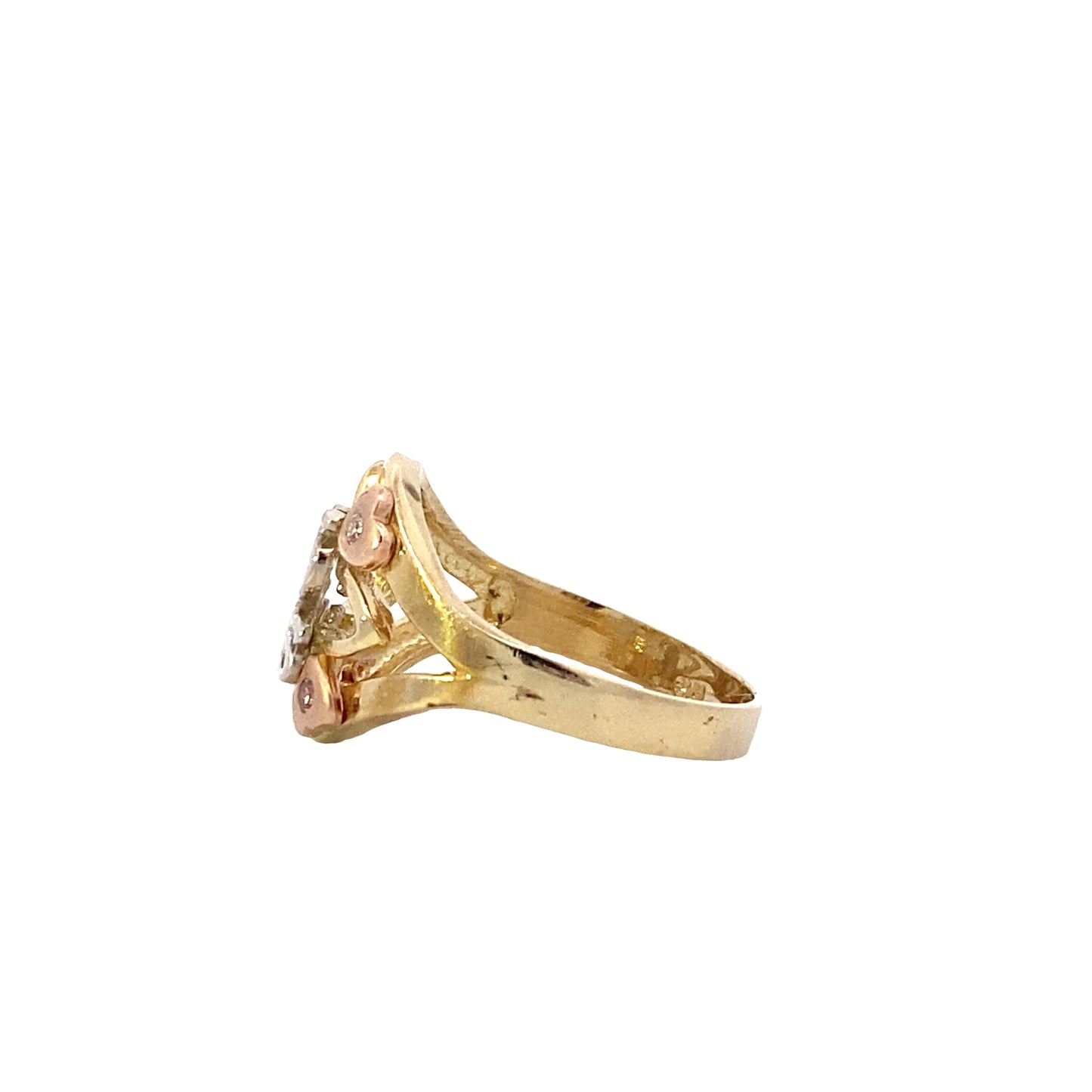 New 10K Yellow Gold CZ "15 Años" & Hearts Ring