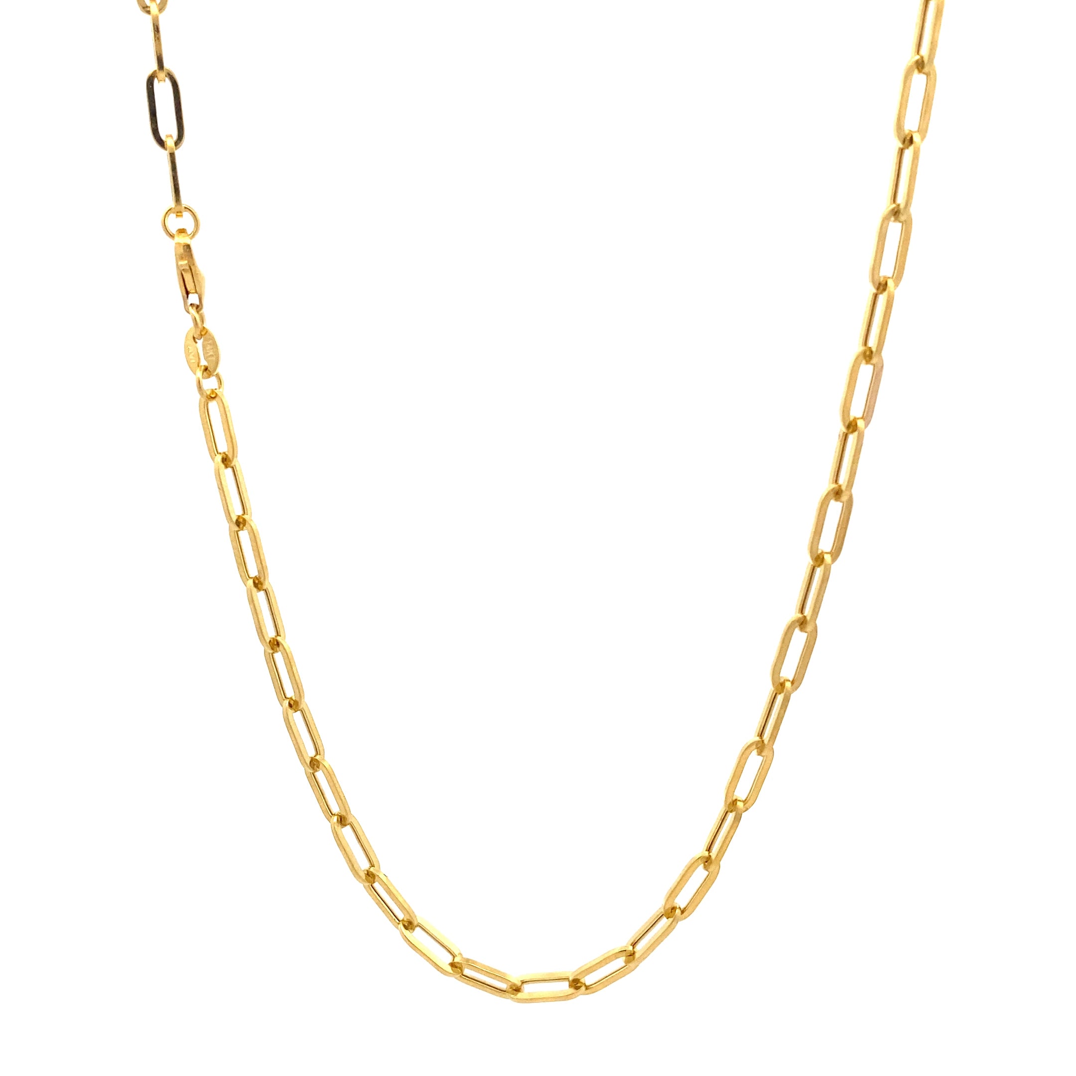 New 14K Yellow Gold Paperclip Chain