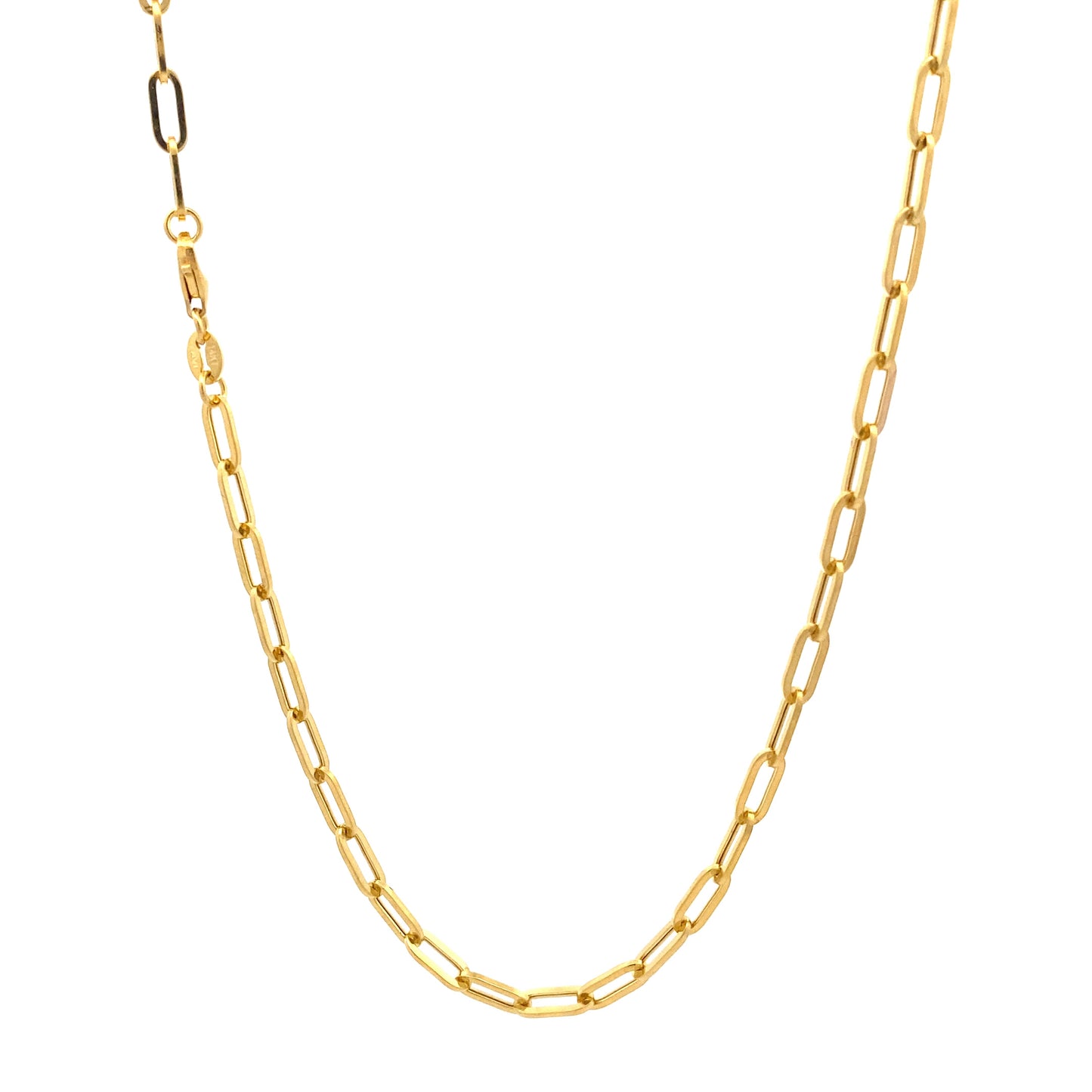 New 14K Yellow Gold Paperclip Chain