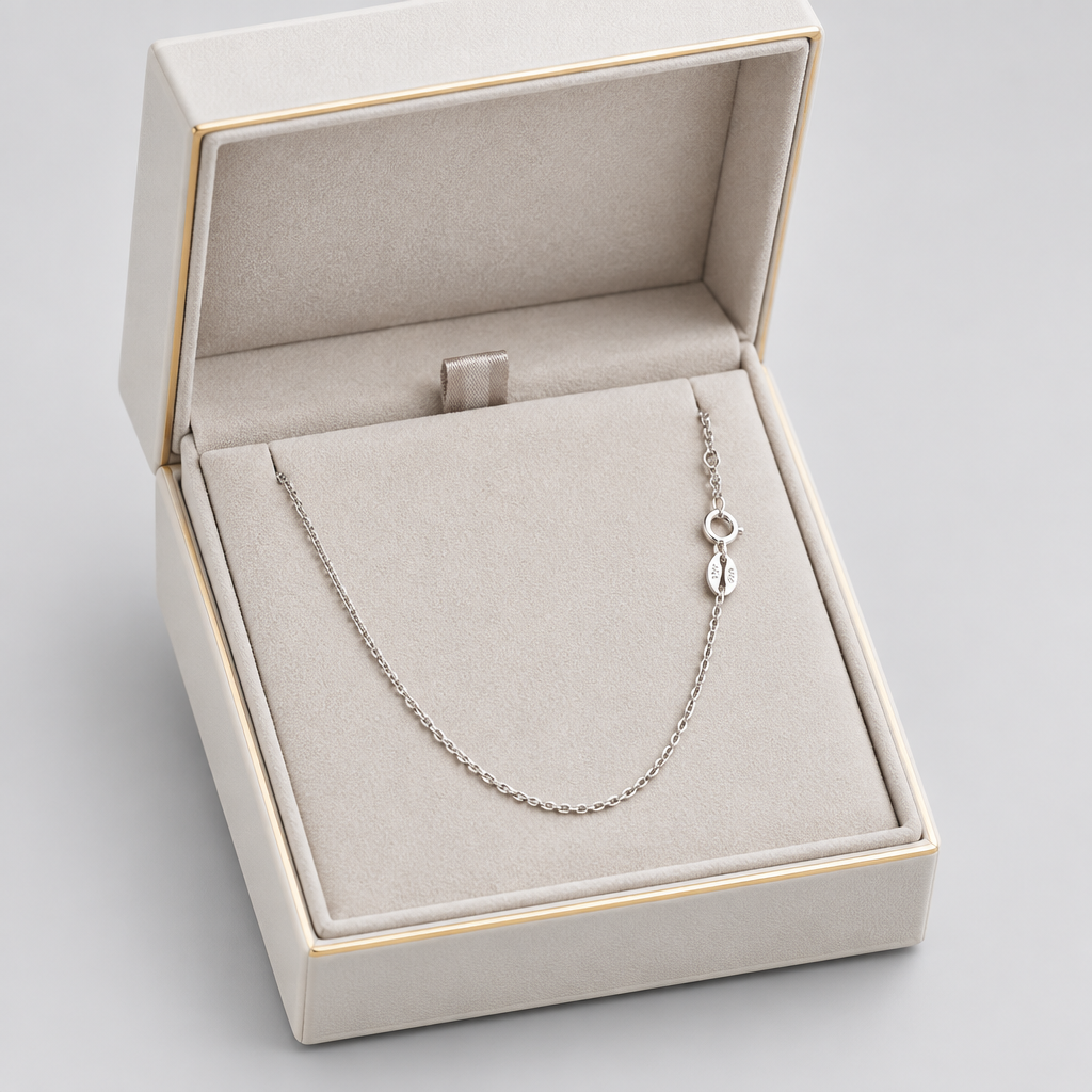 New 10K White Gold Cable Link Anklet