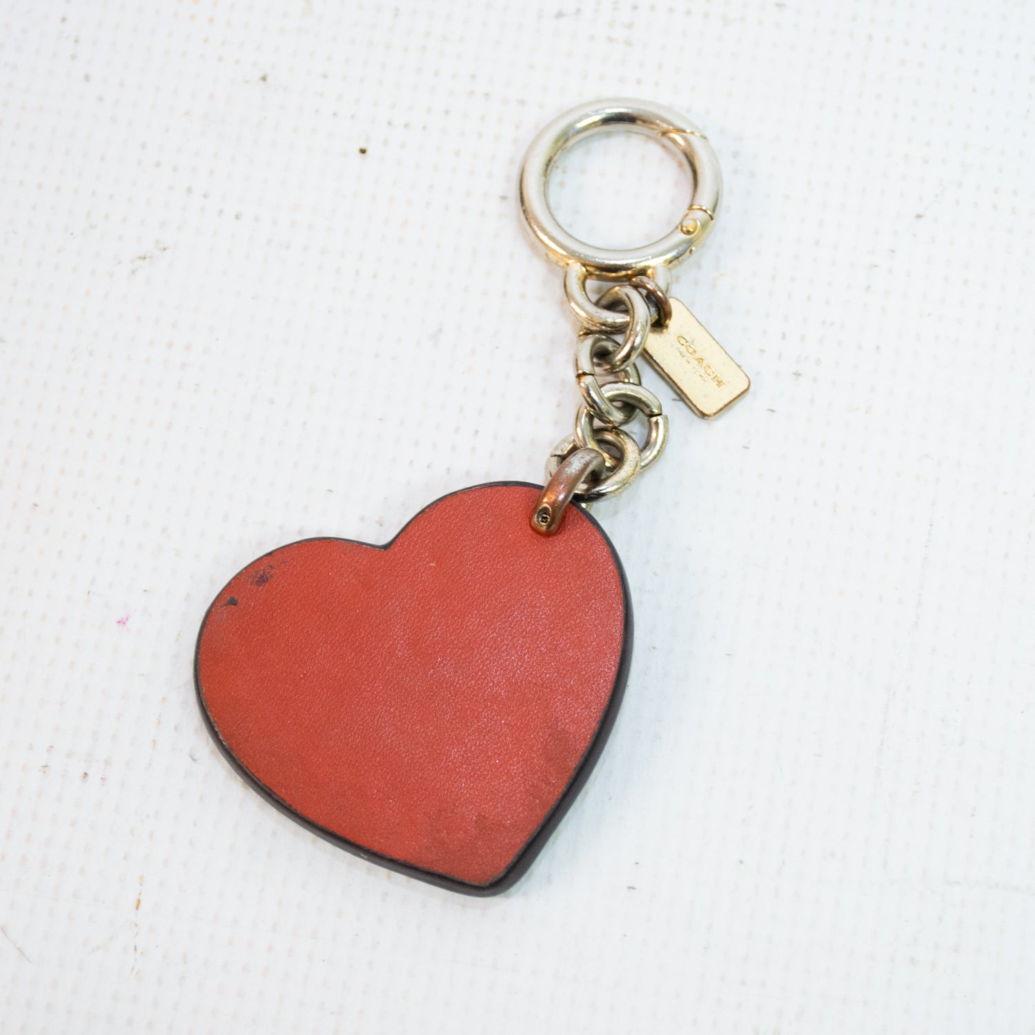 Coach Women's Studded Leather Heart Large Keychain / Bag Charm