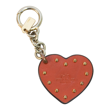 Coach Women's Studded Leather Heart Large Keychain / Bag Charm