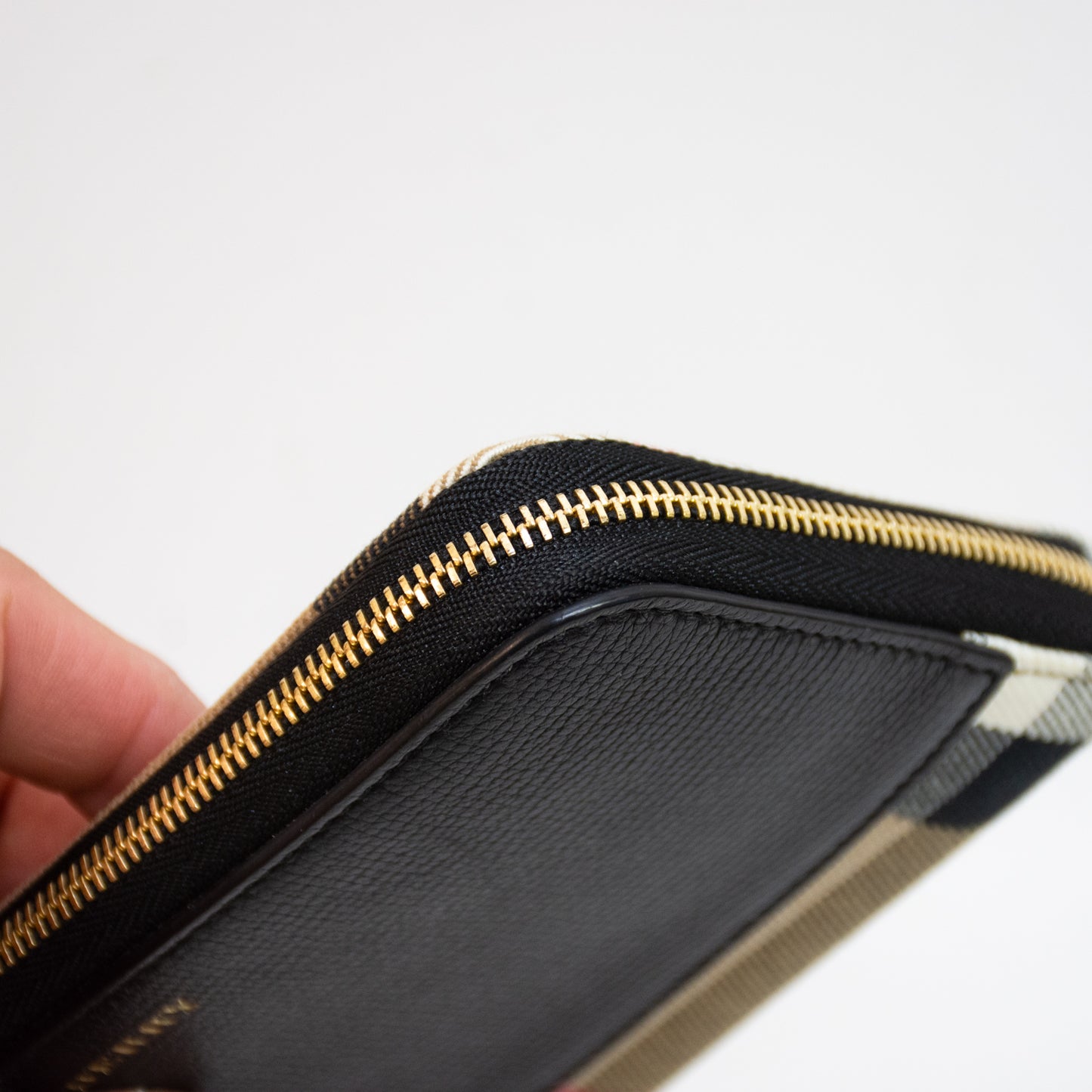 Burberry Elmore Plaid Leather Print Continental Zip Around Wallet