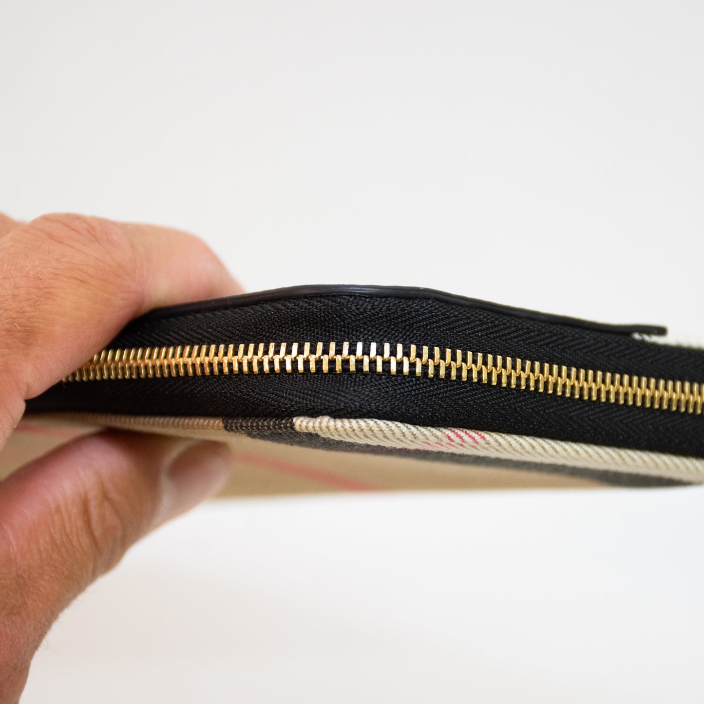 Burberry Elmore Plaid Leather Print Continental Zip Around Wallet