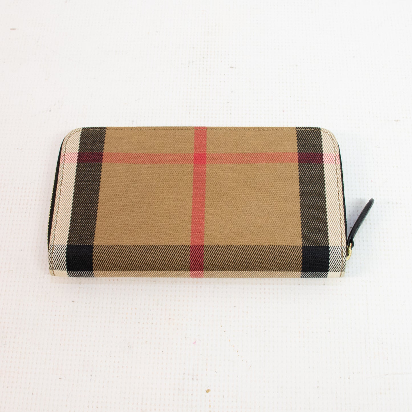 Burberry Elmore Plaid Leather Print Continental Zip Around Wallet