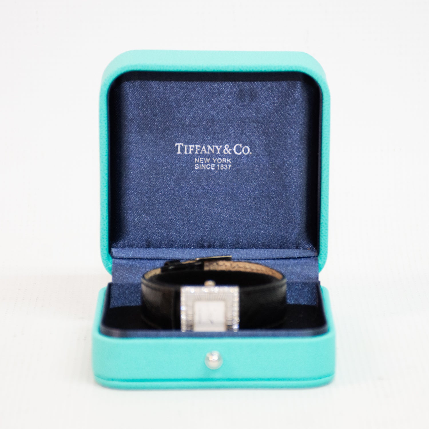 Tiffany & Co 18K White Gold Atlas Square Cocktail Wristwatch