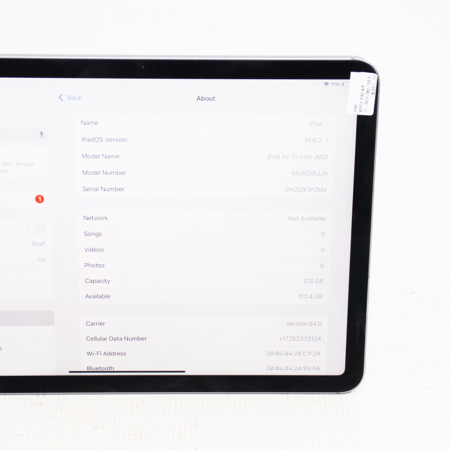 Apple iPad Air A2903 - M2 - 128GB - 11in - Space Gray