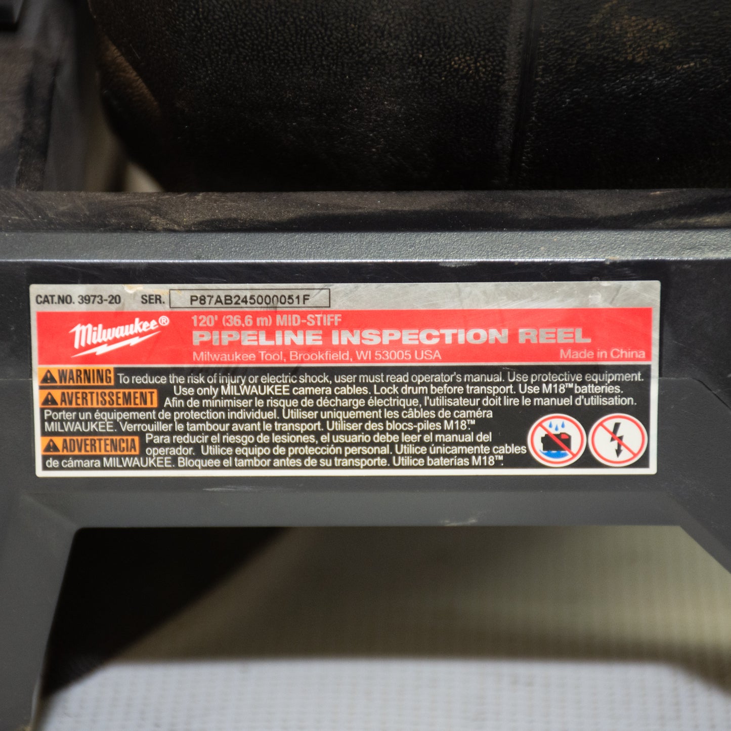 Milwaukee 3973-20 M18 120' Mid-Stiff Pipeline Inspection Reel