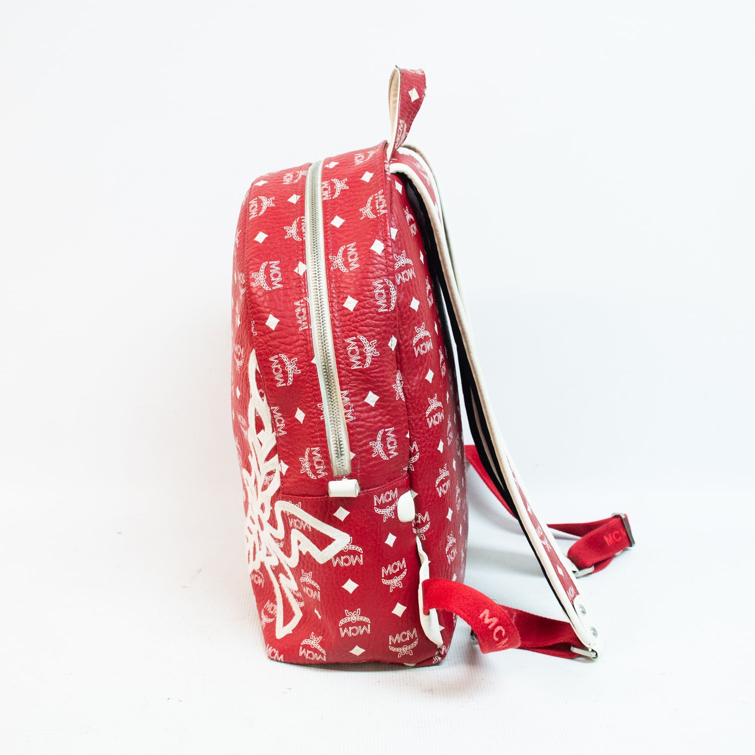 MCM Red Dietrich Laurel Backpack - 90431