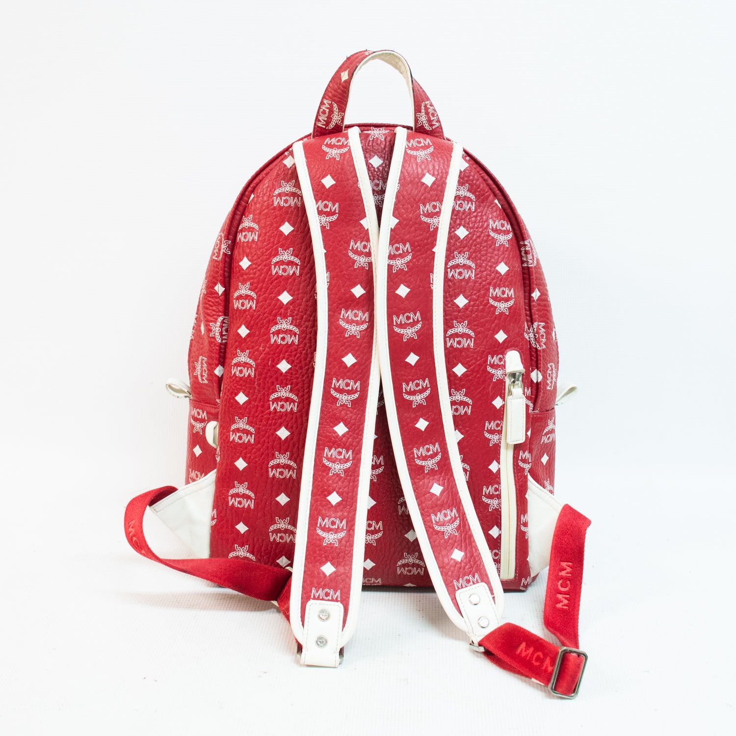 MCM Red Dietrich Laurel Backpack - 90431