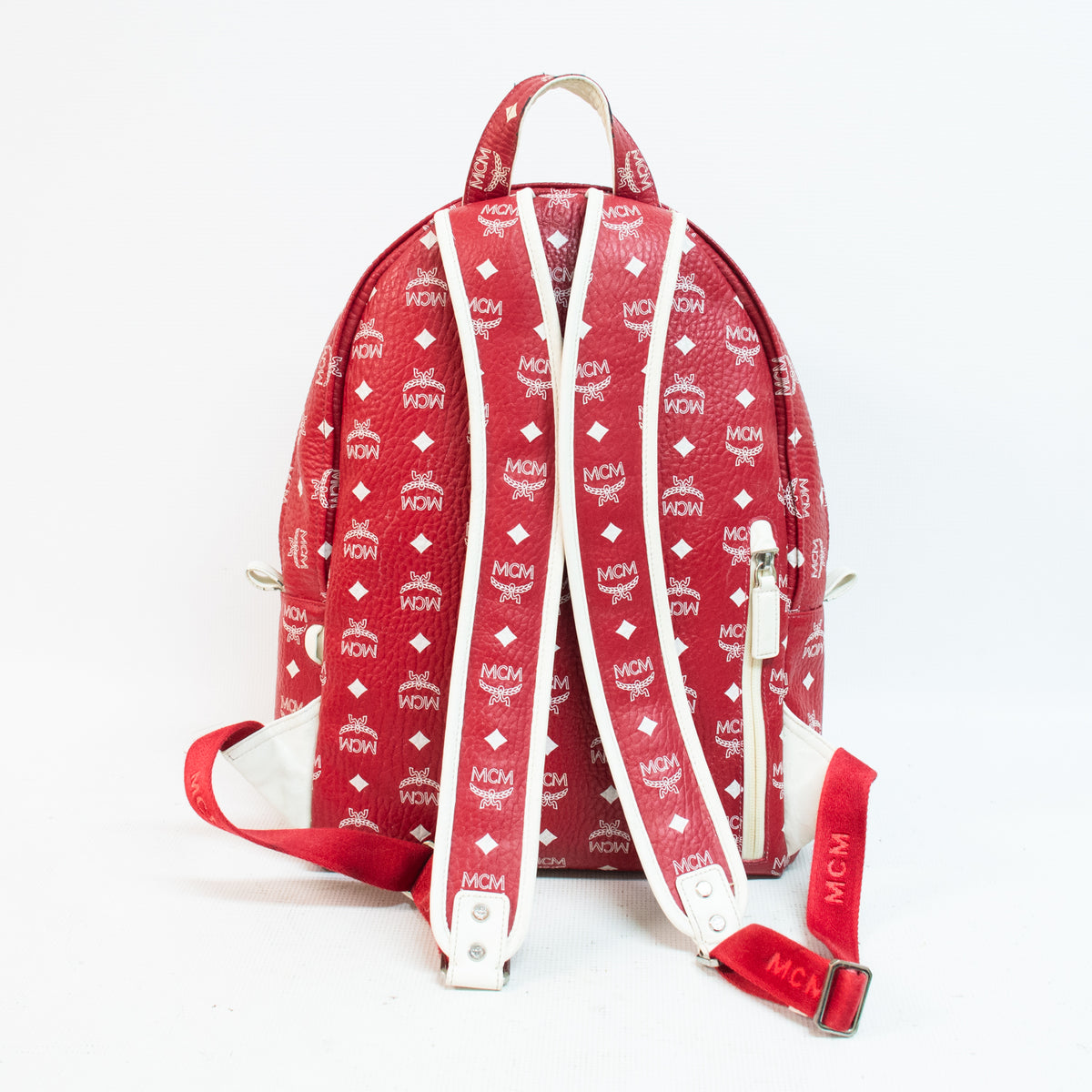 MCM Red Dietrich Laurel Backpack - 90431