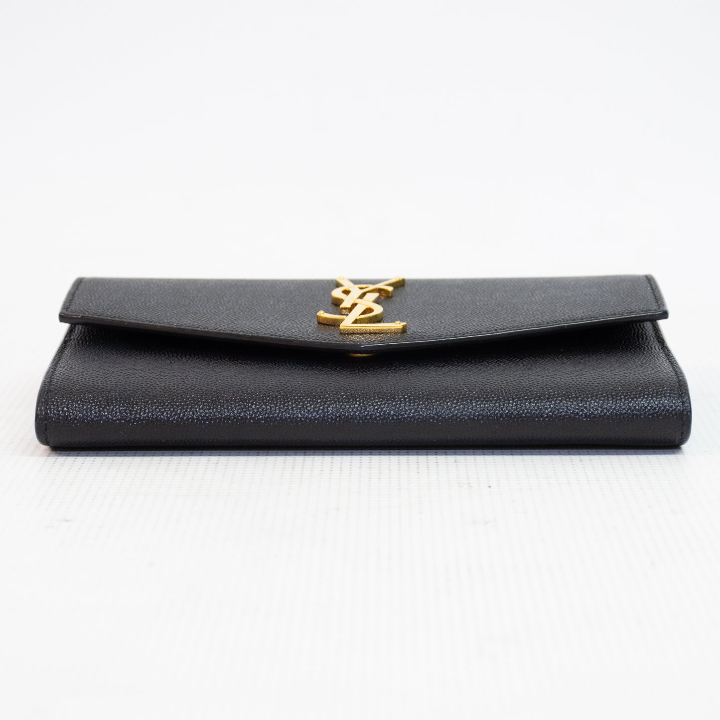 Saint Laurent YSL Uptown Black Grain Leather Chain Wallet