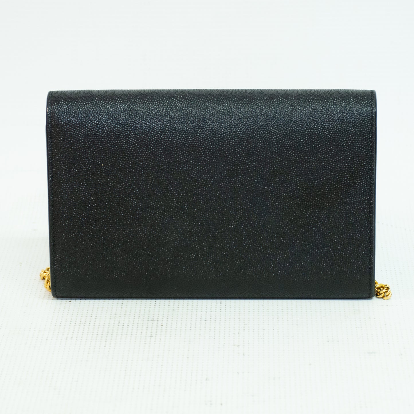 Saint Laurent YSL Uptown Black Grain Leather Chain Wallet