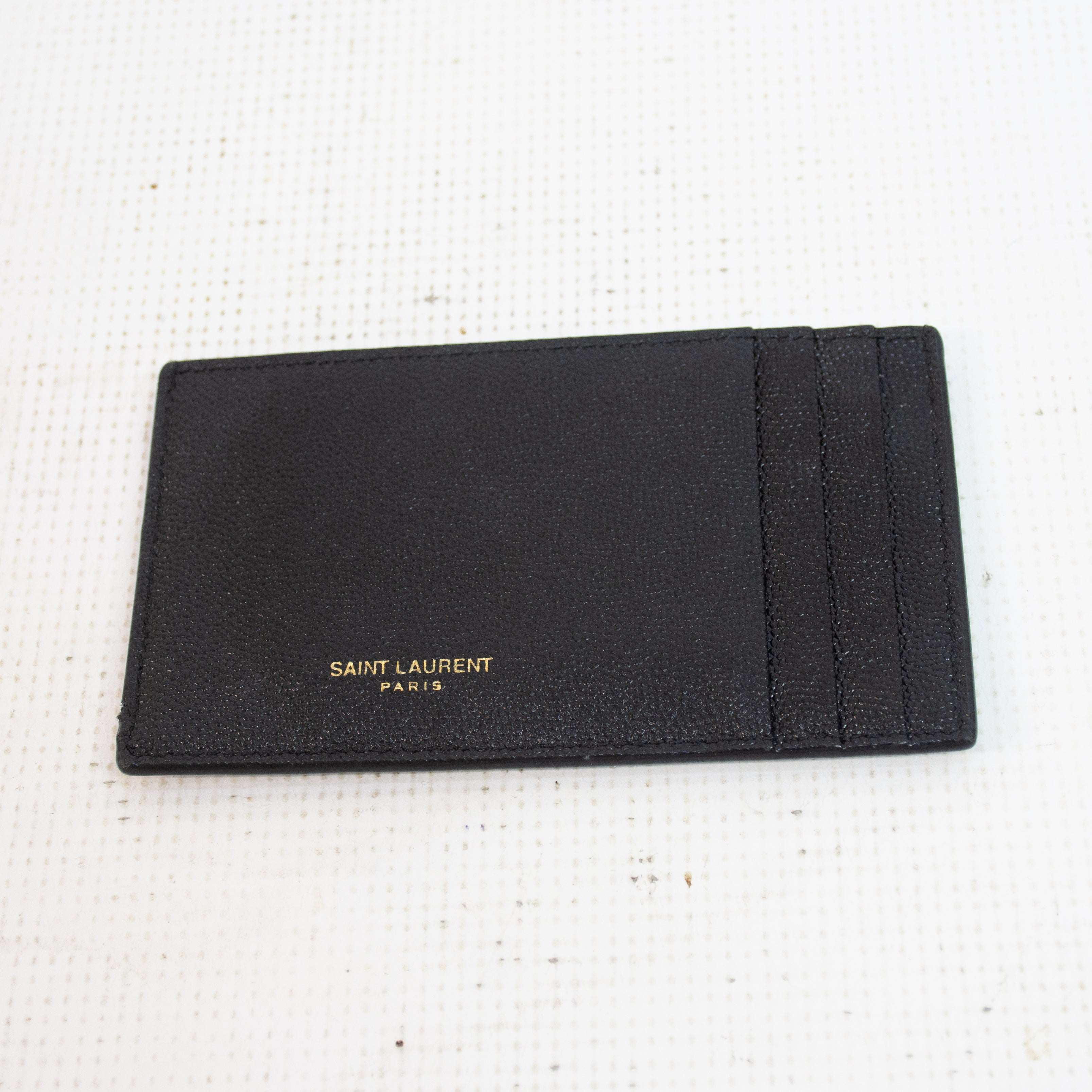 Saint Laurent YSL Uptown Black Grain Leather Chain Wallet