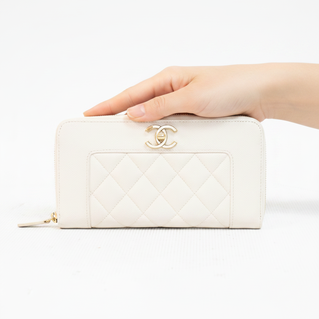 Chanel Mademoiselle White Long Wallet