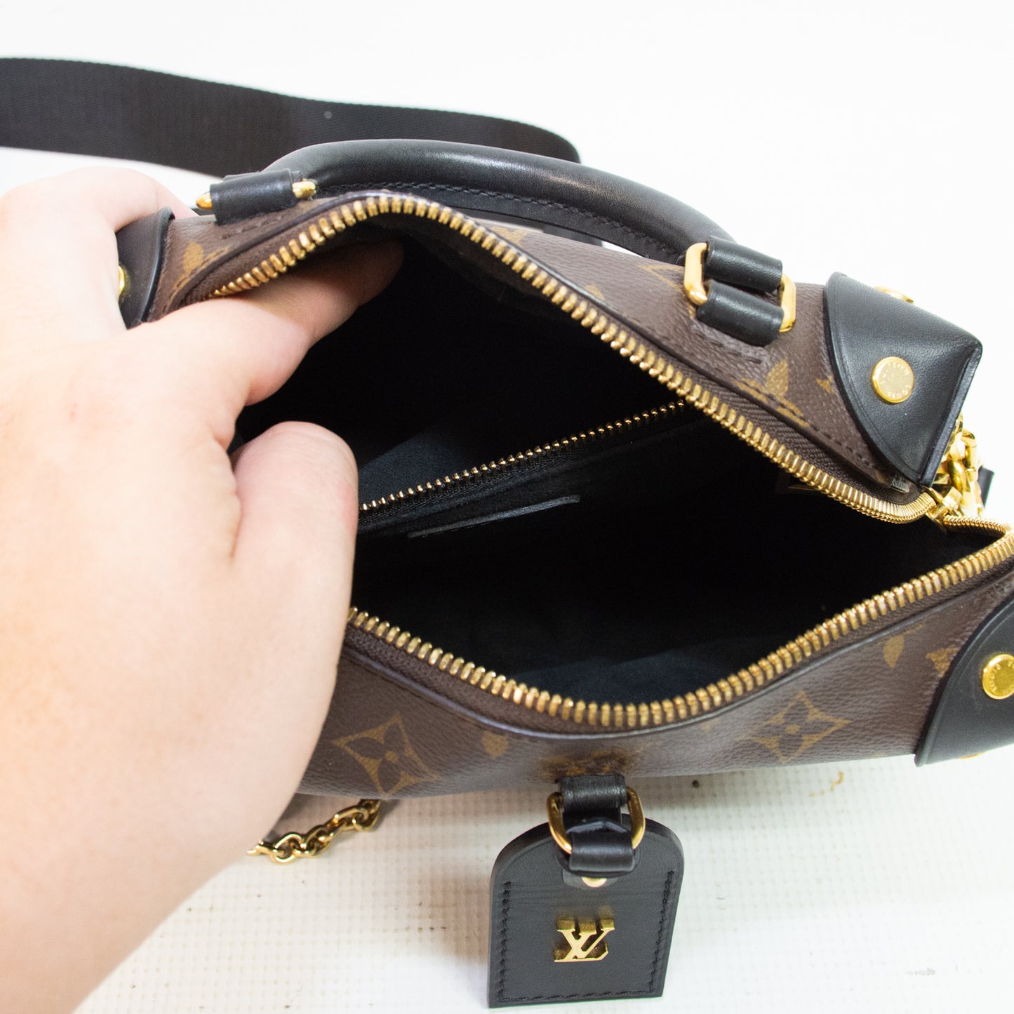 Louis Vuitton Monogram Petite Malle Souple Top Handle Cross Body Bag