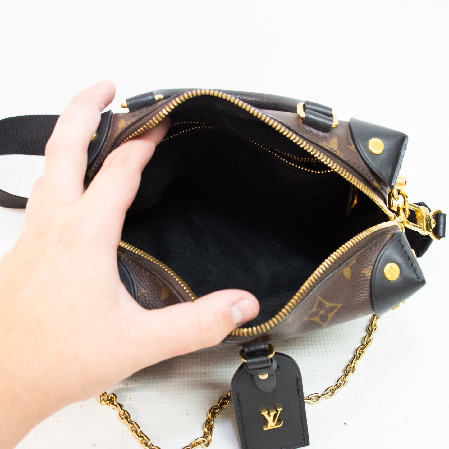 Louis Vuitton Monogram Petite Malle Souple Top Handle Cross Body Bag
