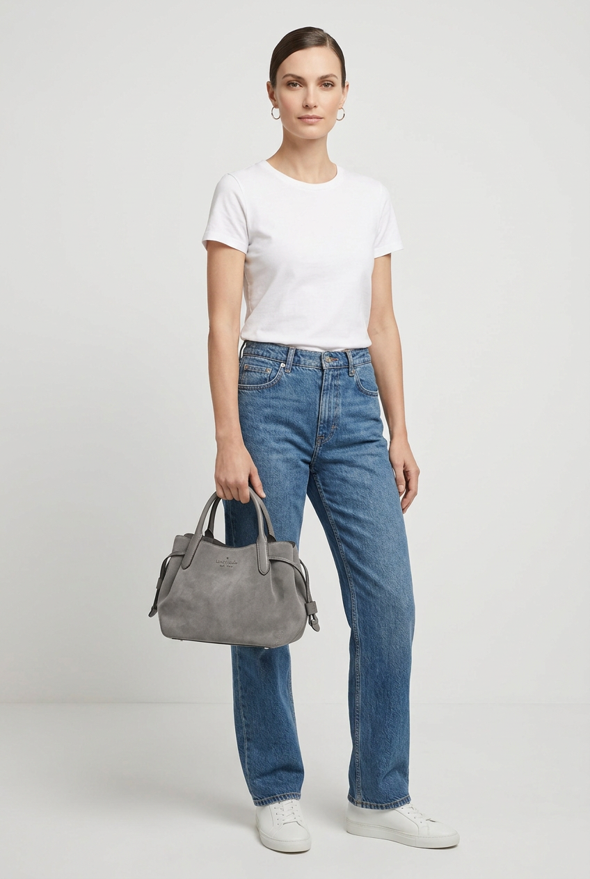Kate Spade Gray Dumpling Small Pebbled Leather Satchel