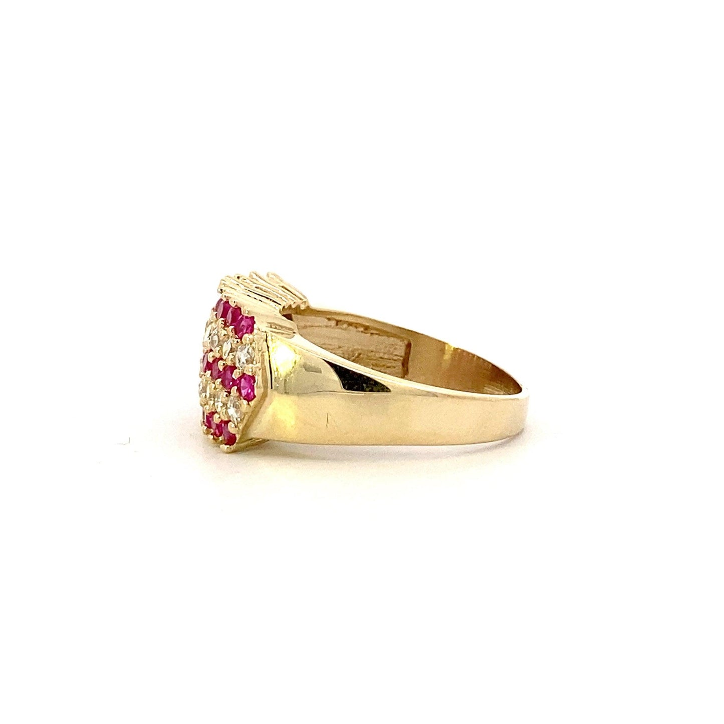 10K Yellow Gold CZ American Flag Ring