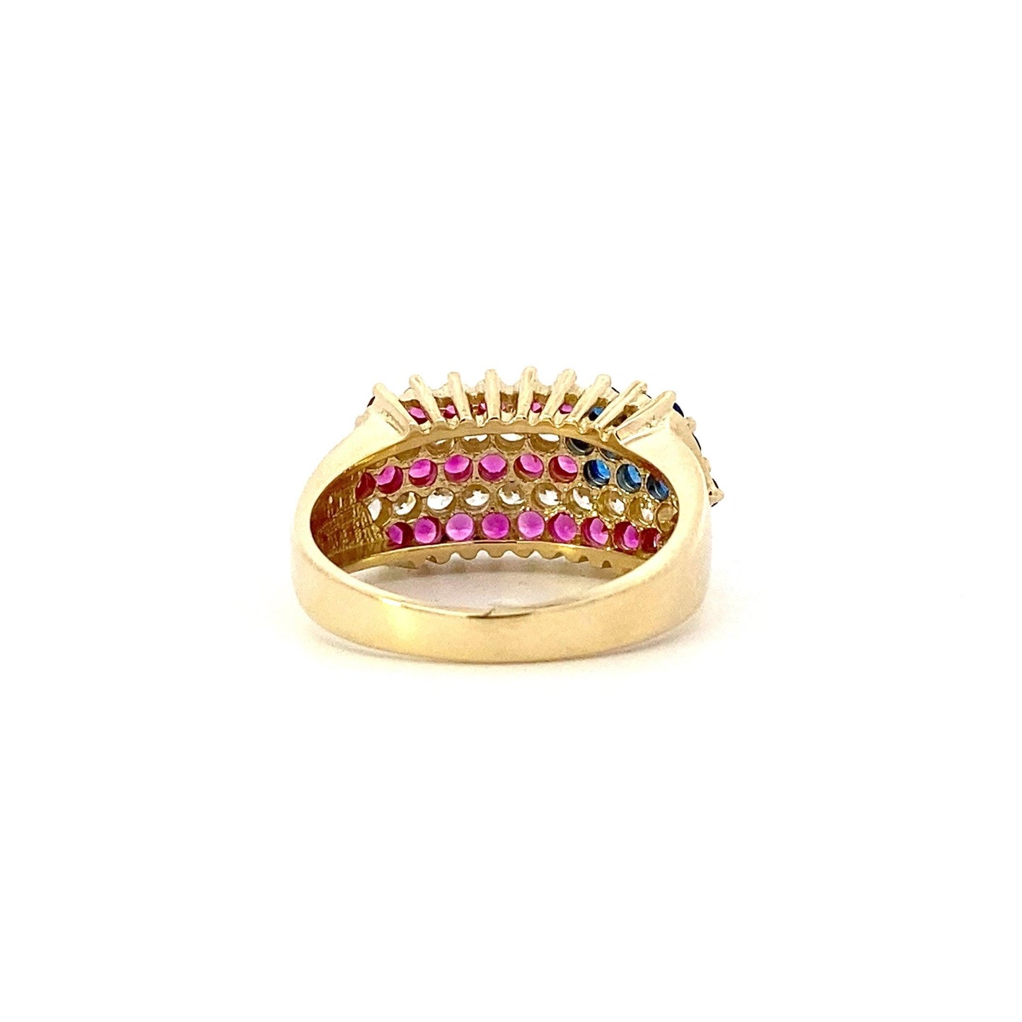 Anillo Bandera Americana CZ Oro Amarillo 10K