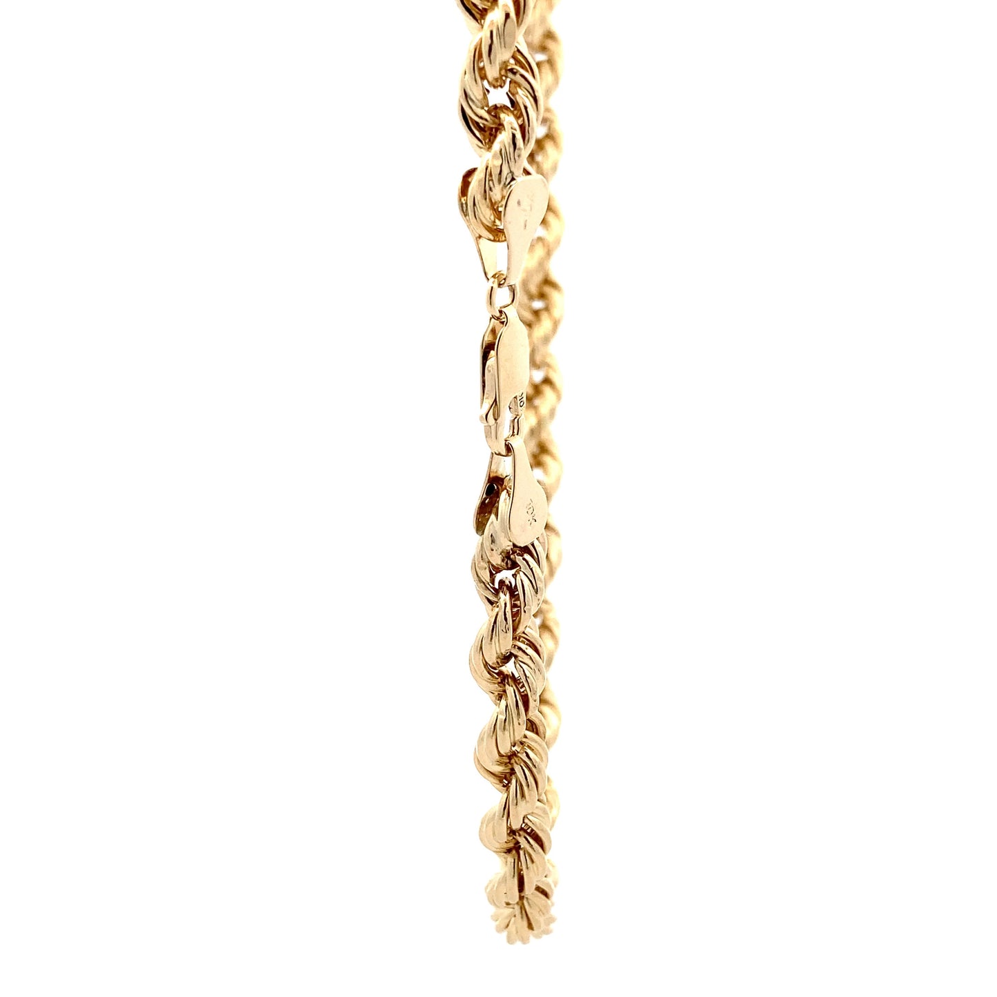 Cadena de cuerda hueca de oro amarillo de 10 quilates de 24,25 pulgadas