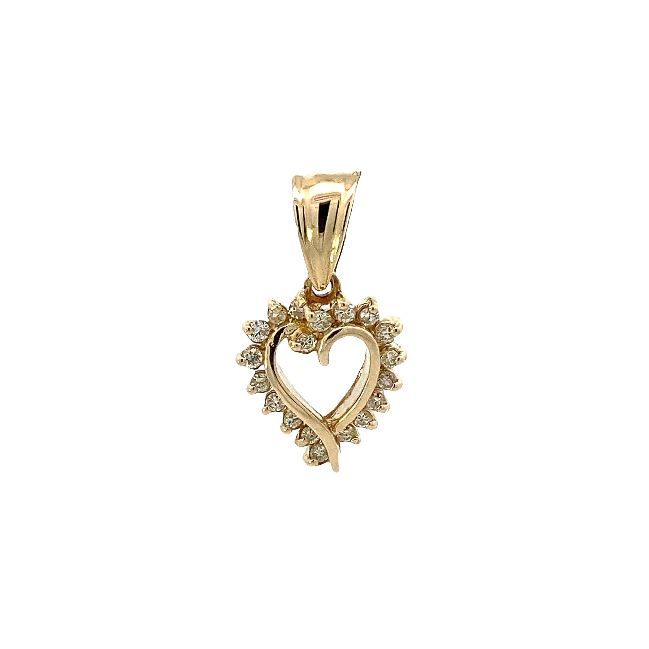 14K Yellow Gold Diamond Heart Pendant - 0.19ct