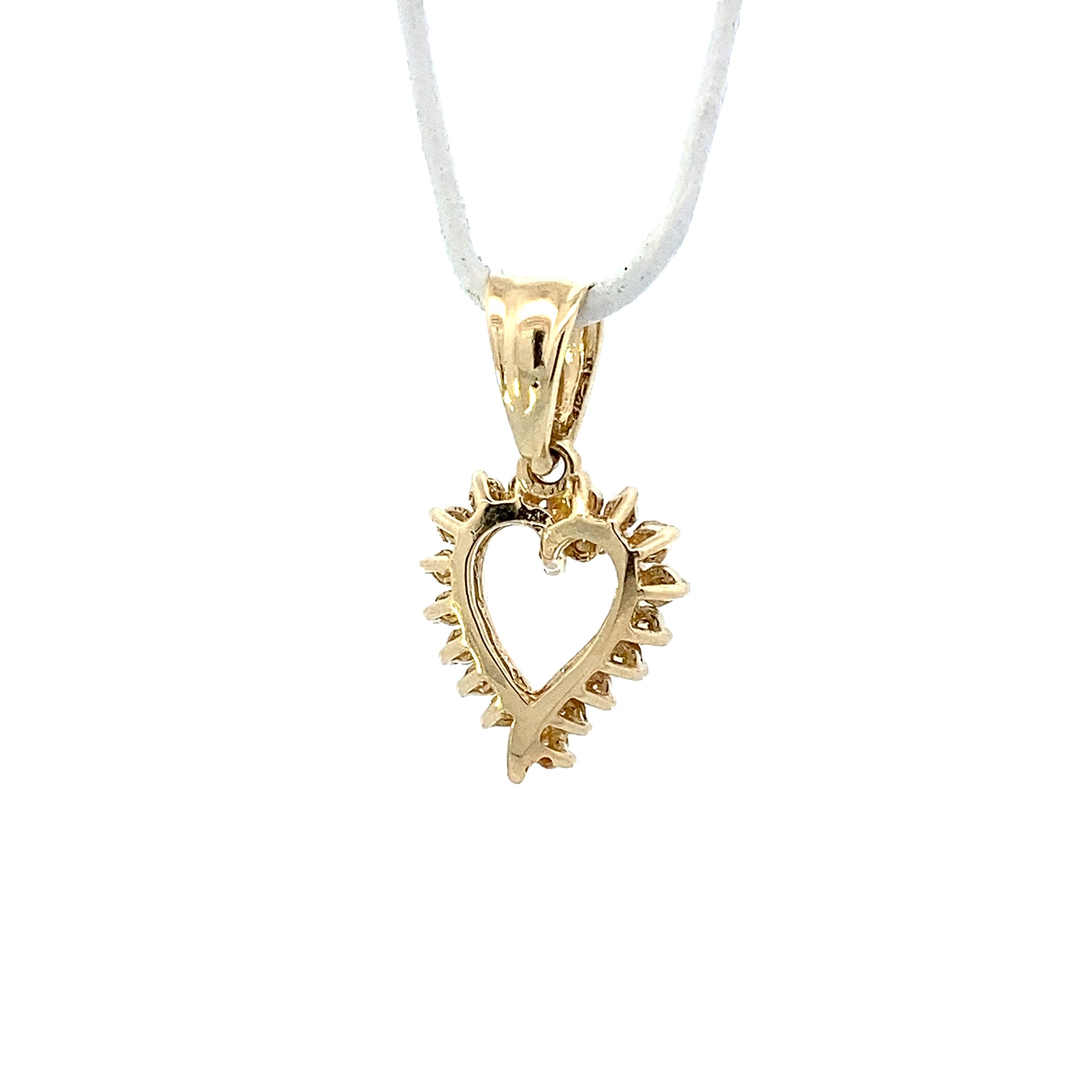 14K Yellow Gold Diamond Heart Pendant - 0.19ct