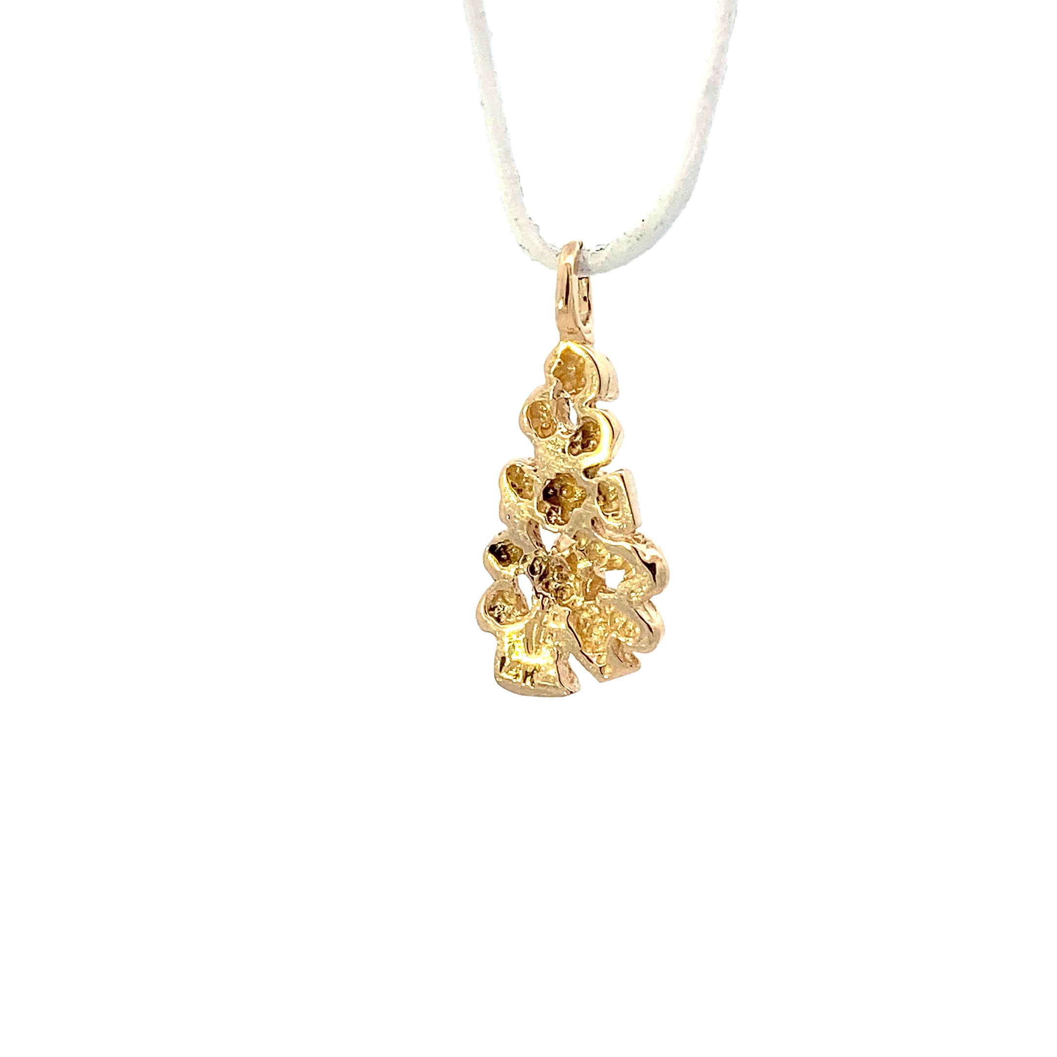 14K Yellow Gold Diamond Nugget Pendant - 0.03ct