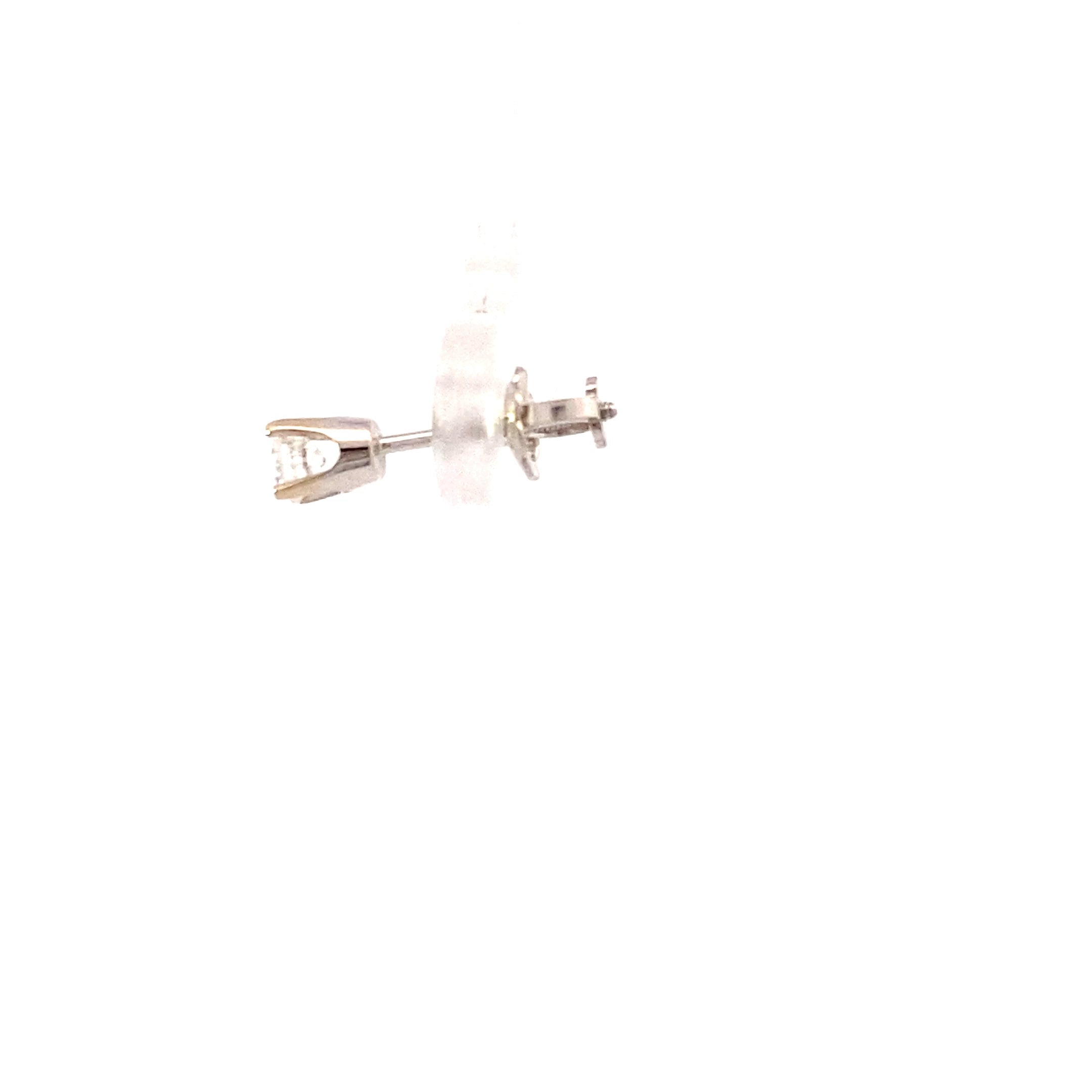 14K White Gold Single Diamond Solitaire Earring - 0.15ct