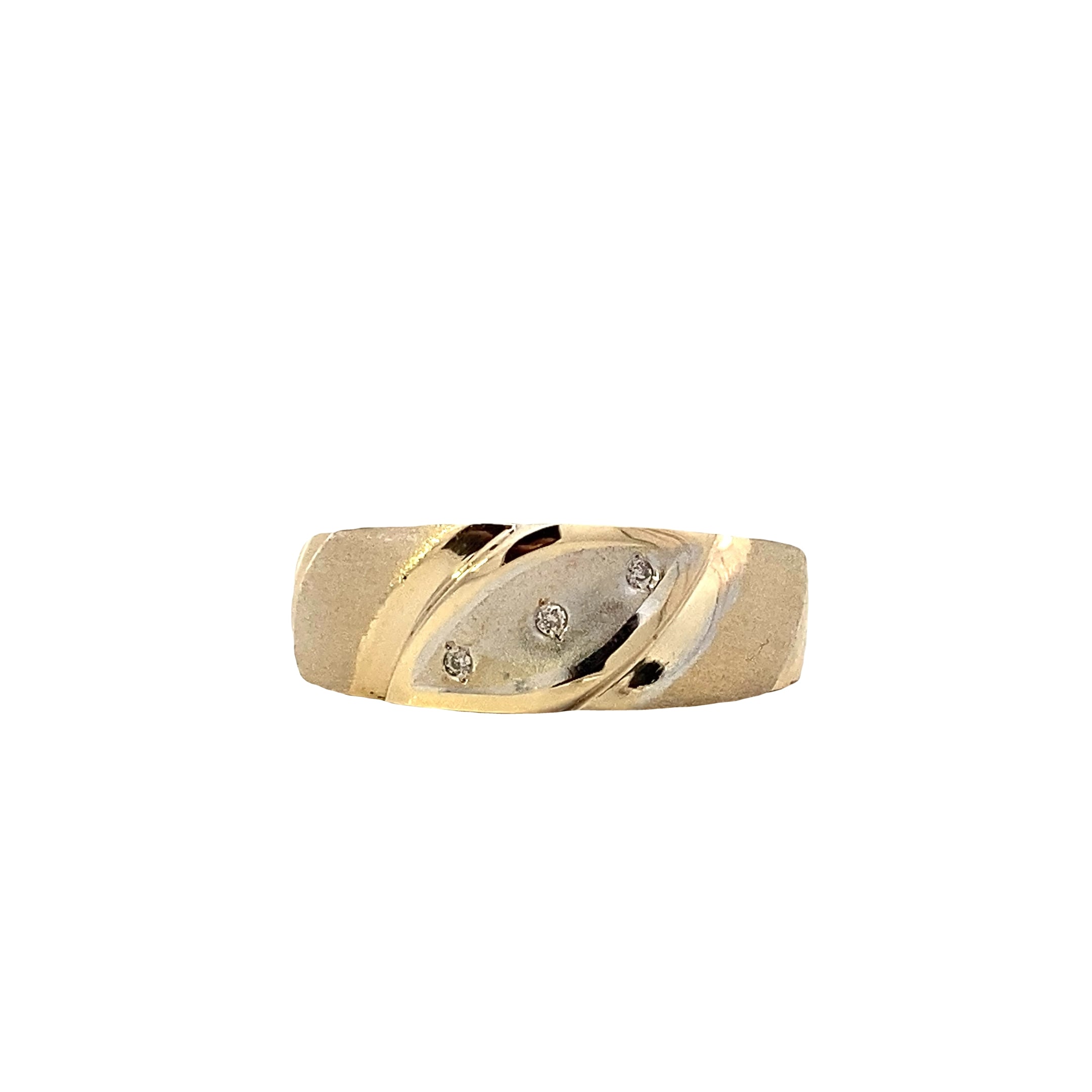 14K Yellow & White Gold Men's Diamond Ring - 0.02ct