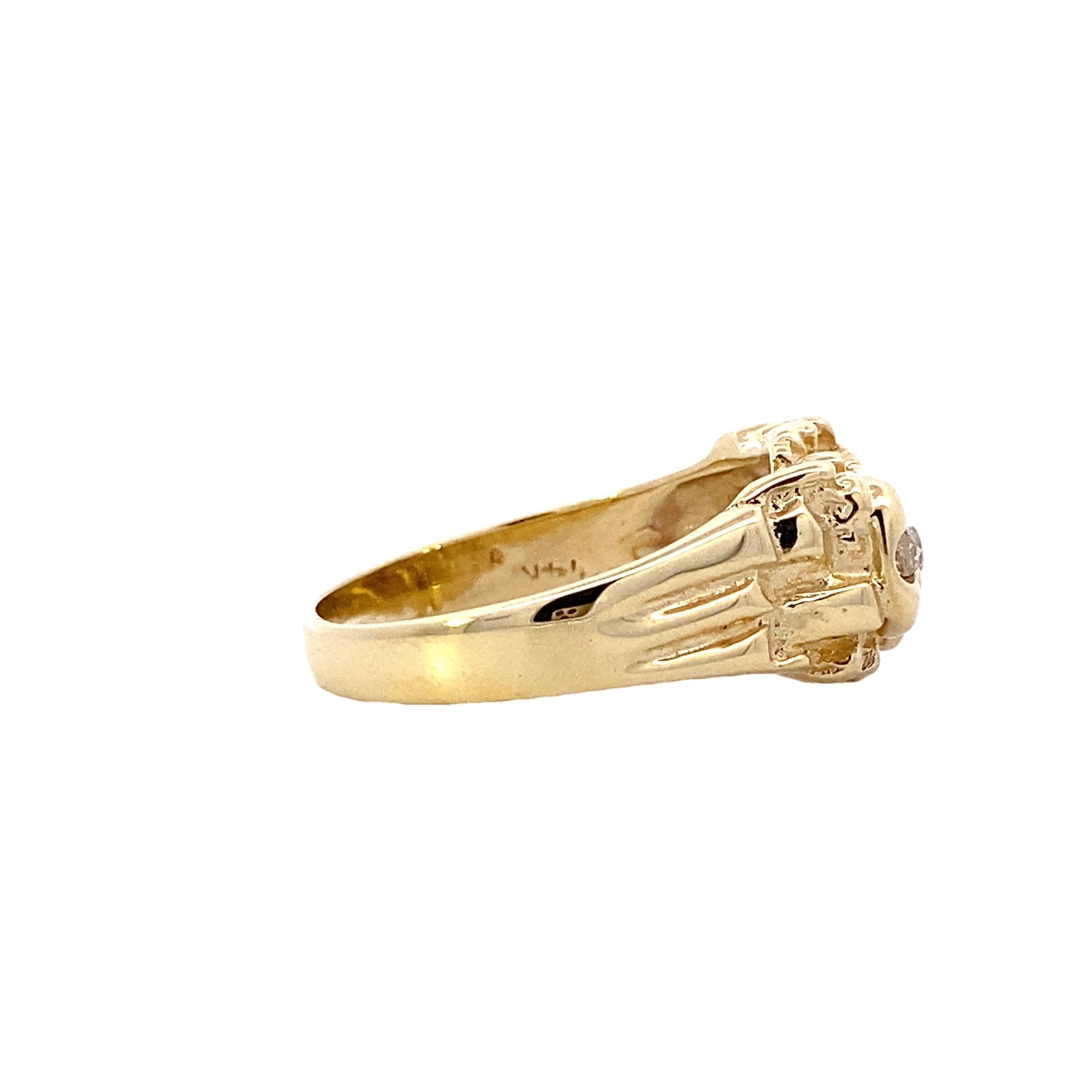 14K Yellow Gold Diamond Nugget Men's Ring - 0.20ct