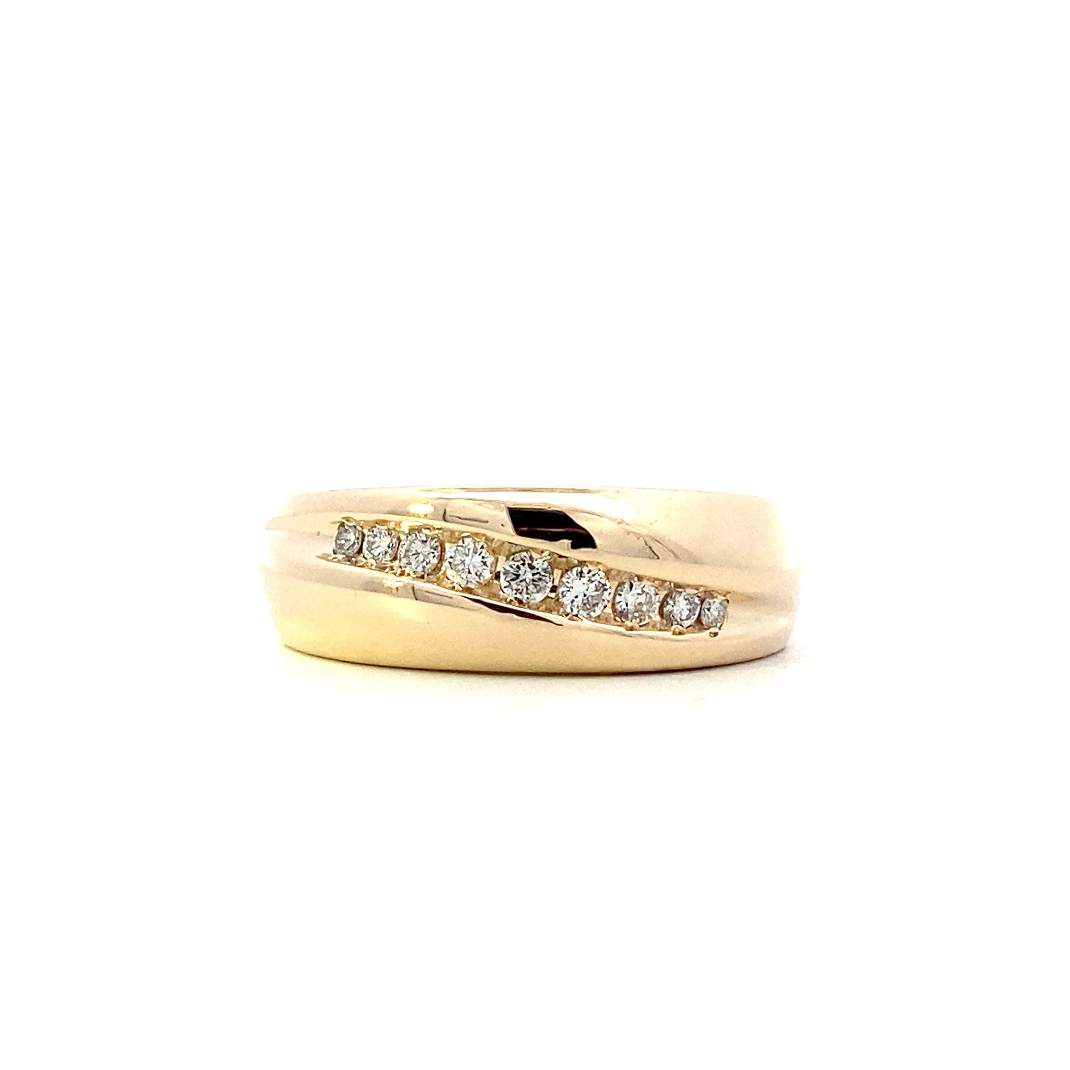 14K Yellow Gold Men's Diamond Ring - 0.19ct