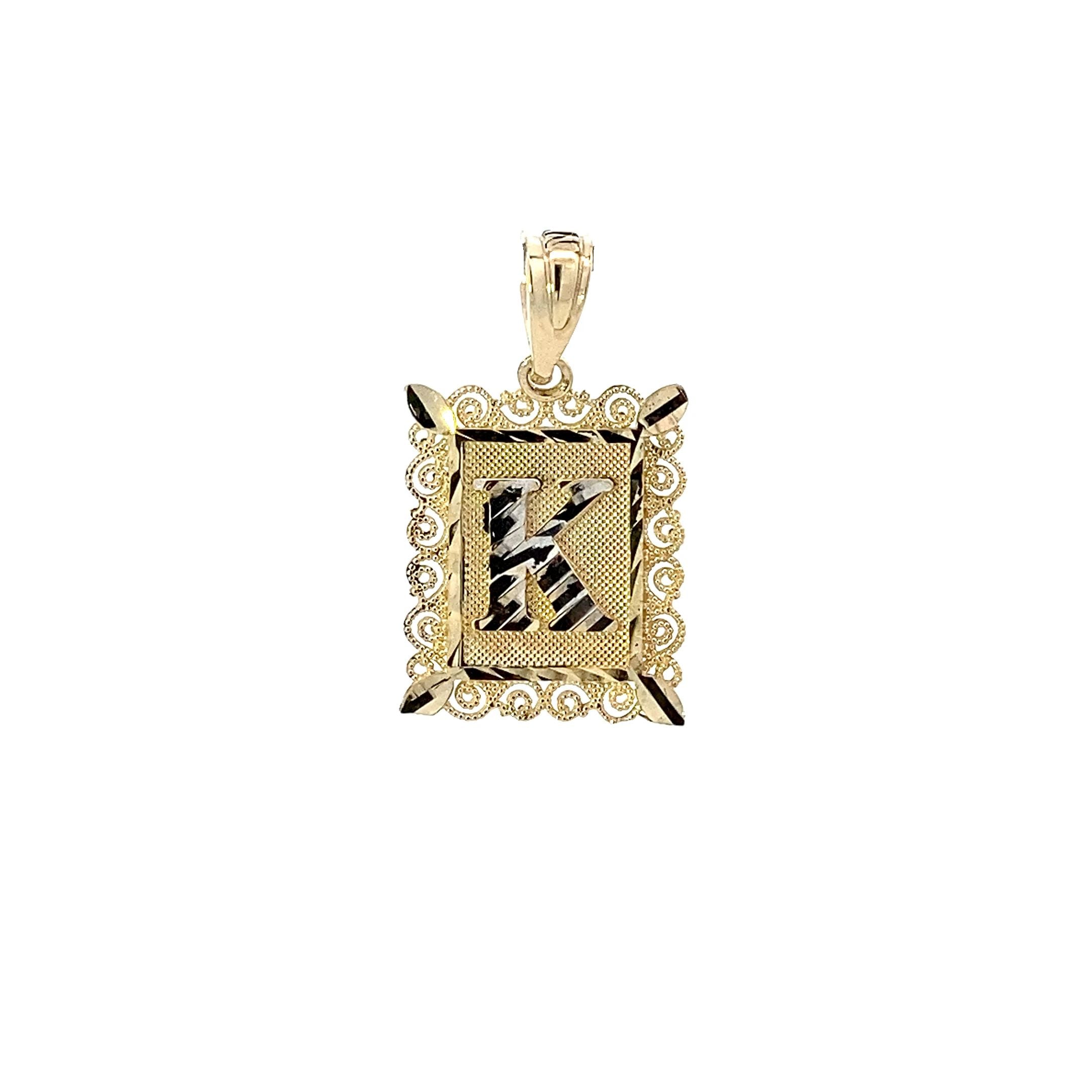 10K Yellow Gold Square Letter 
