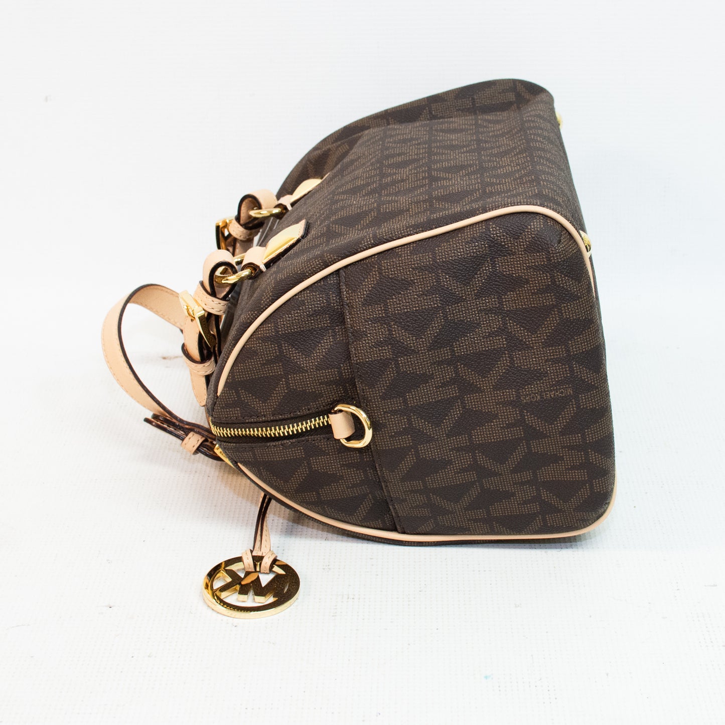 Michael Kors Grayson Signature Brown Medium Chain Satchel