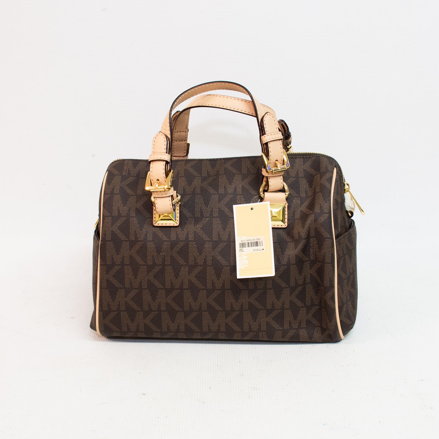 Michael Kors Grayson Signature Brown Medium Chain Satchel